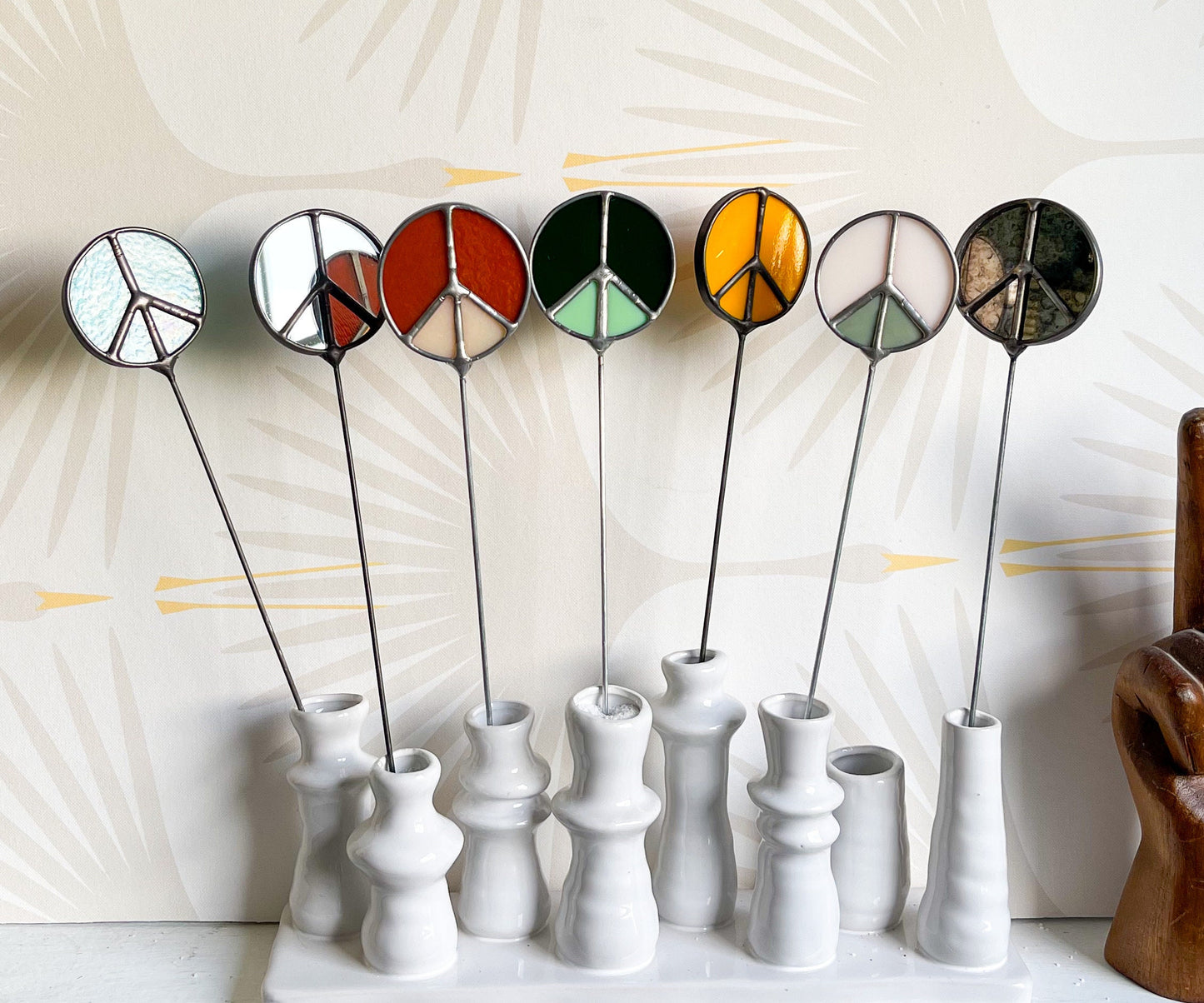 Mirror Peace Sign Plant Stake