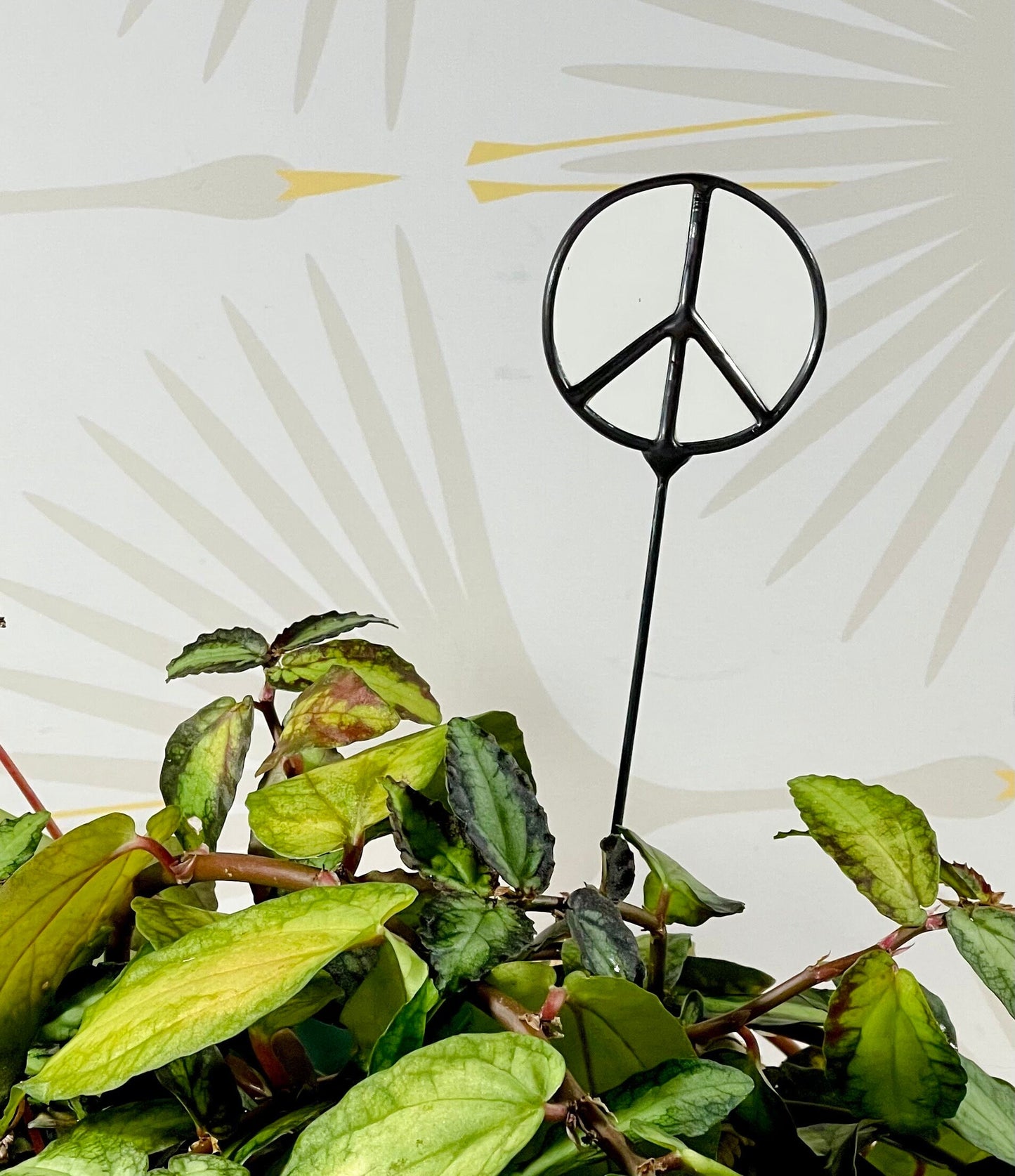 Mirror Peace Sign Plant Stake