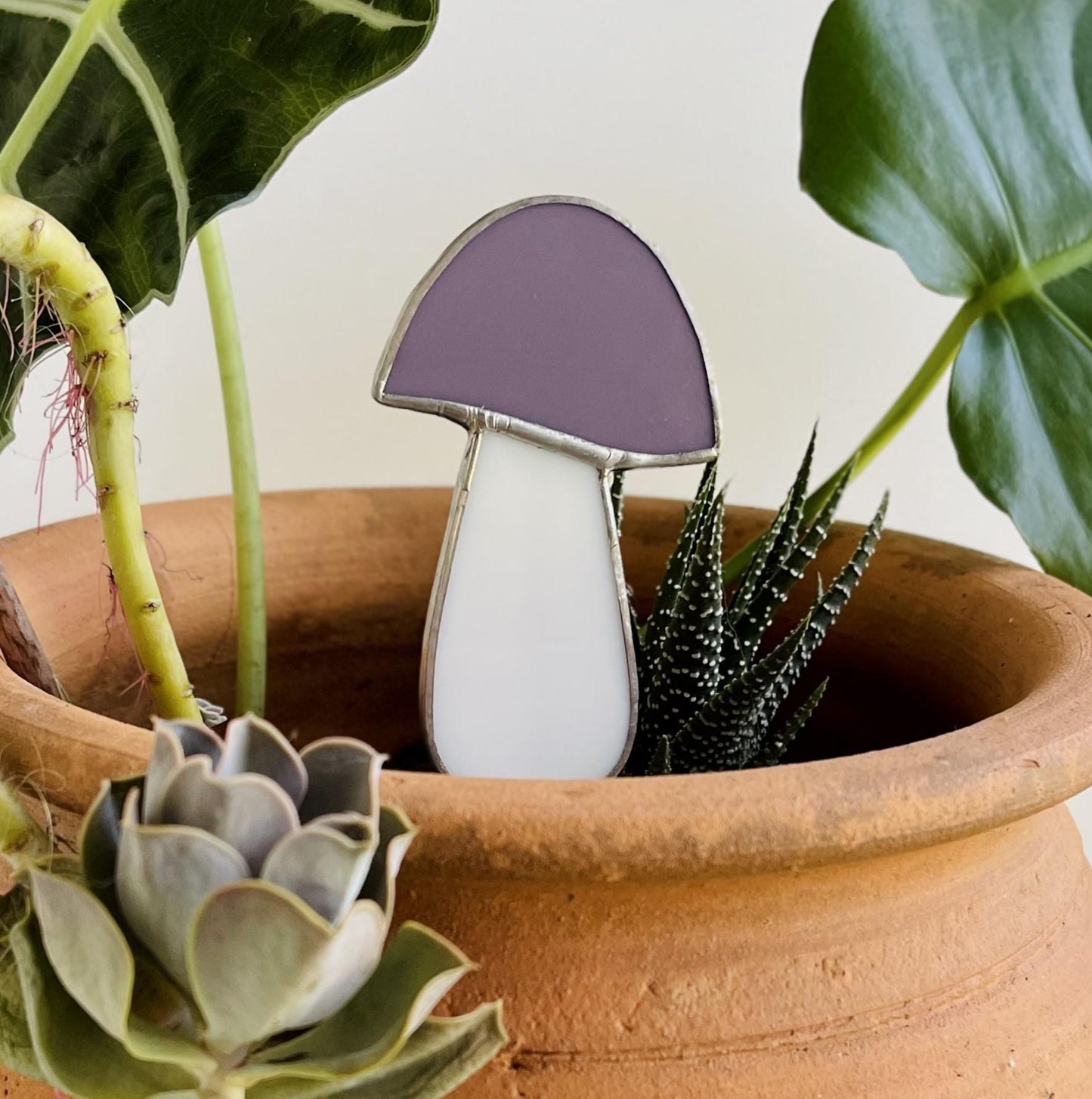 Glass Mushroom Plant Stake