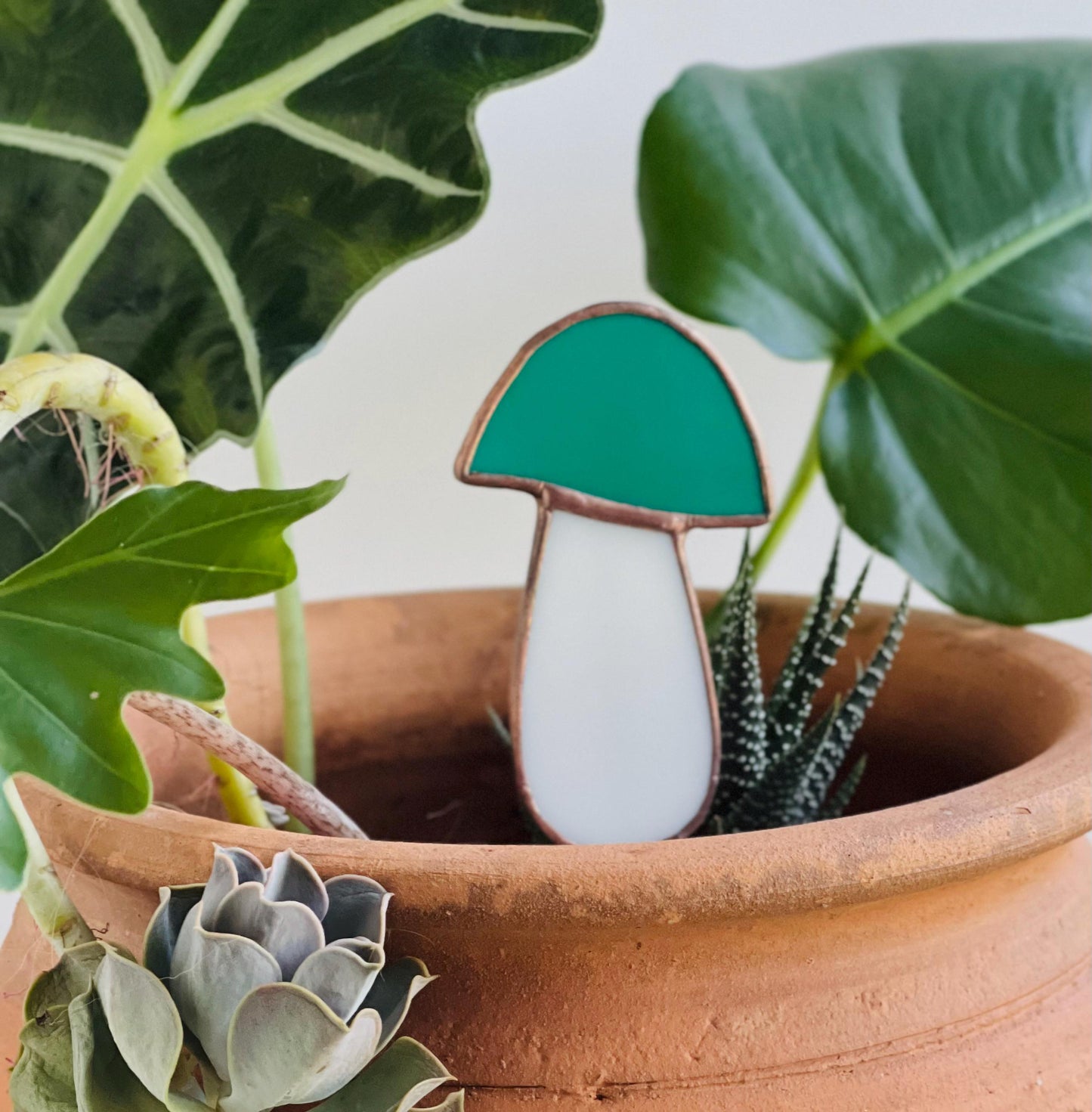 Glass Mushroom Plant Stake