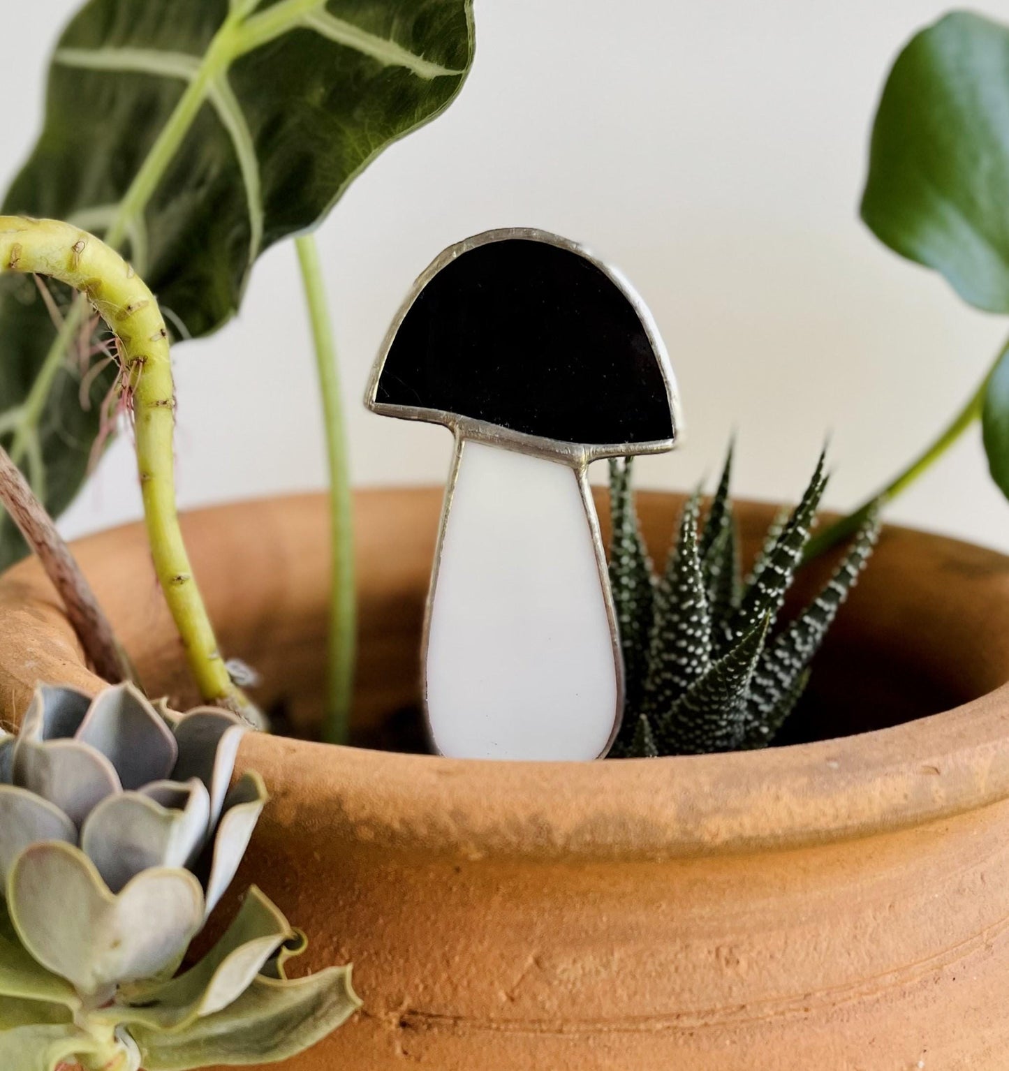 Glass Mushroom Plant Stake