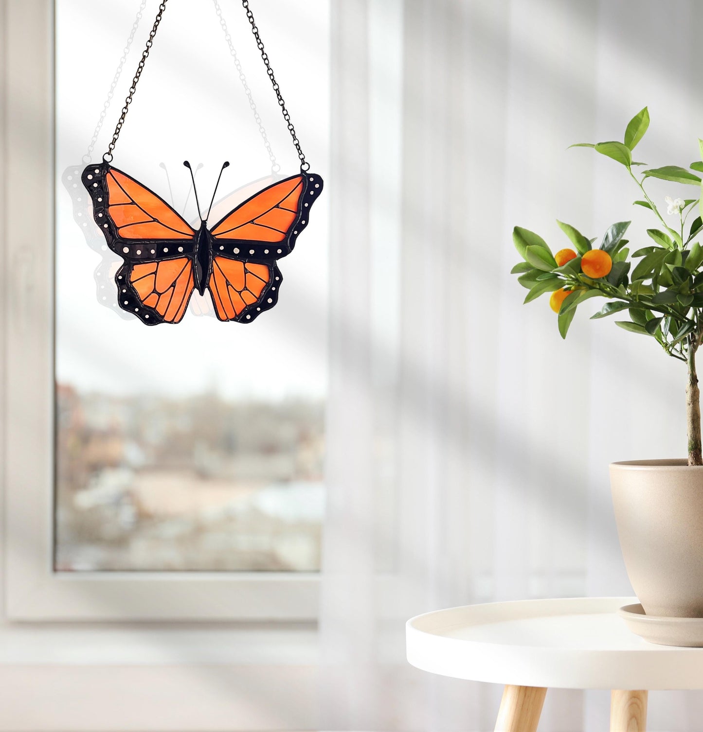 Stained Glass Monarch Butterfly Suncatcher