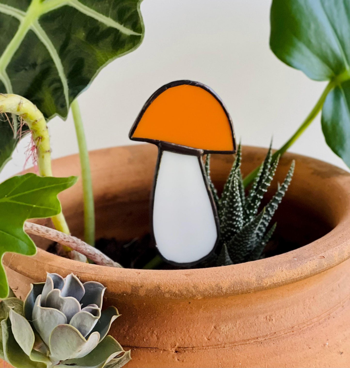 Glass Mushroom Plant Stake