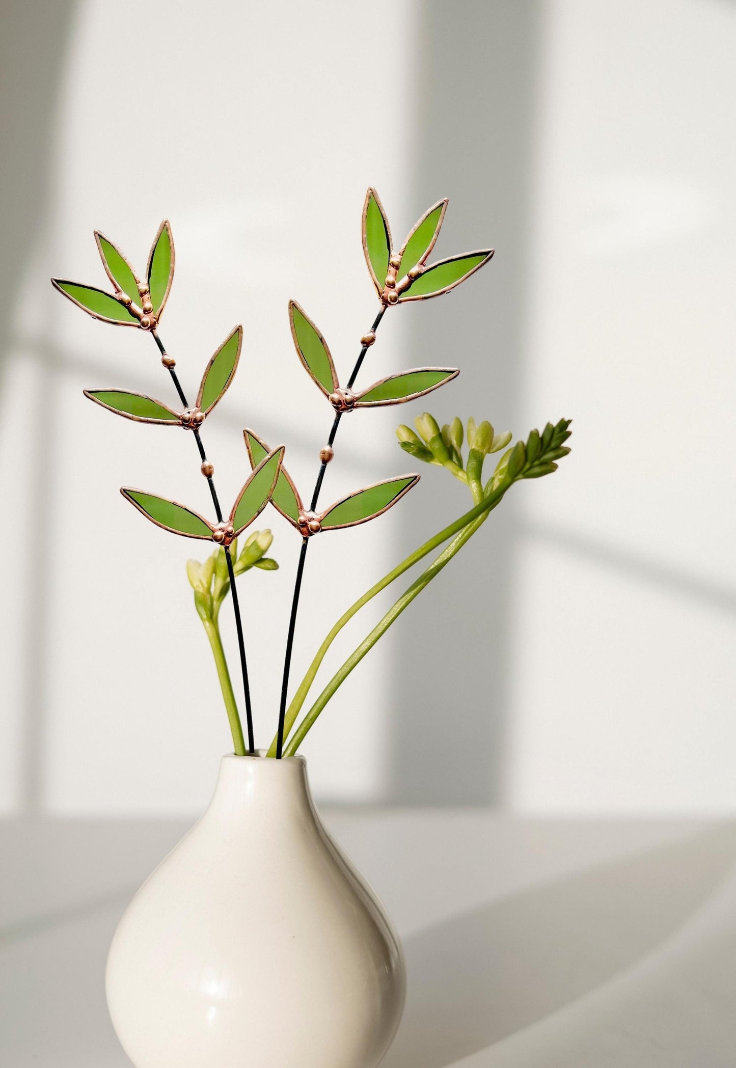 Olive Green Glass Wildflower Stem