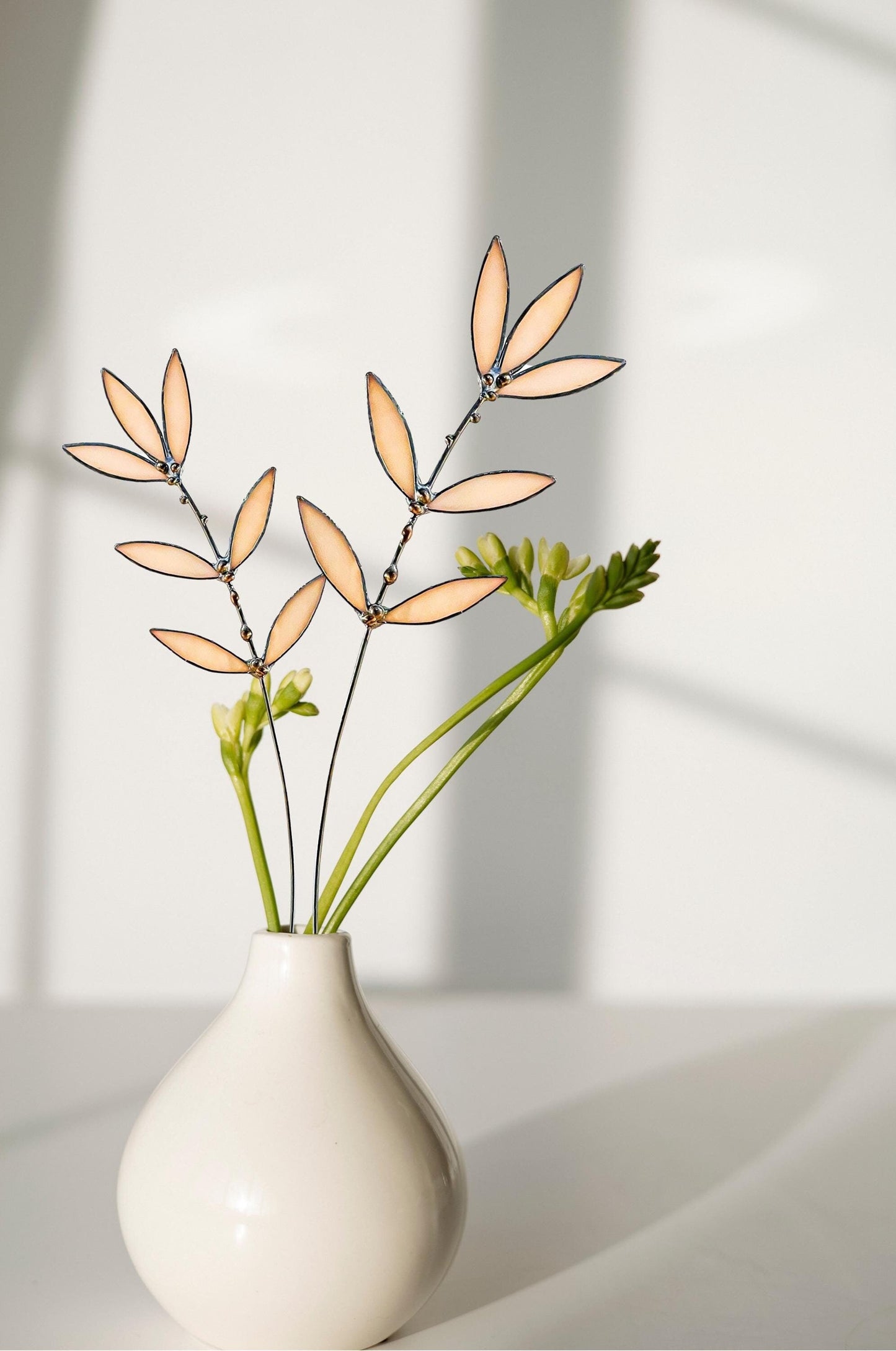 Peachy Pink Glass Wildflower Stem