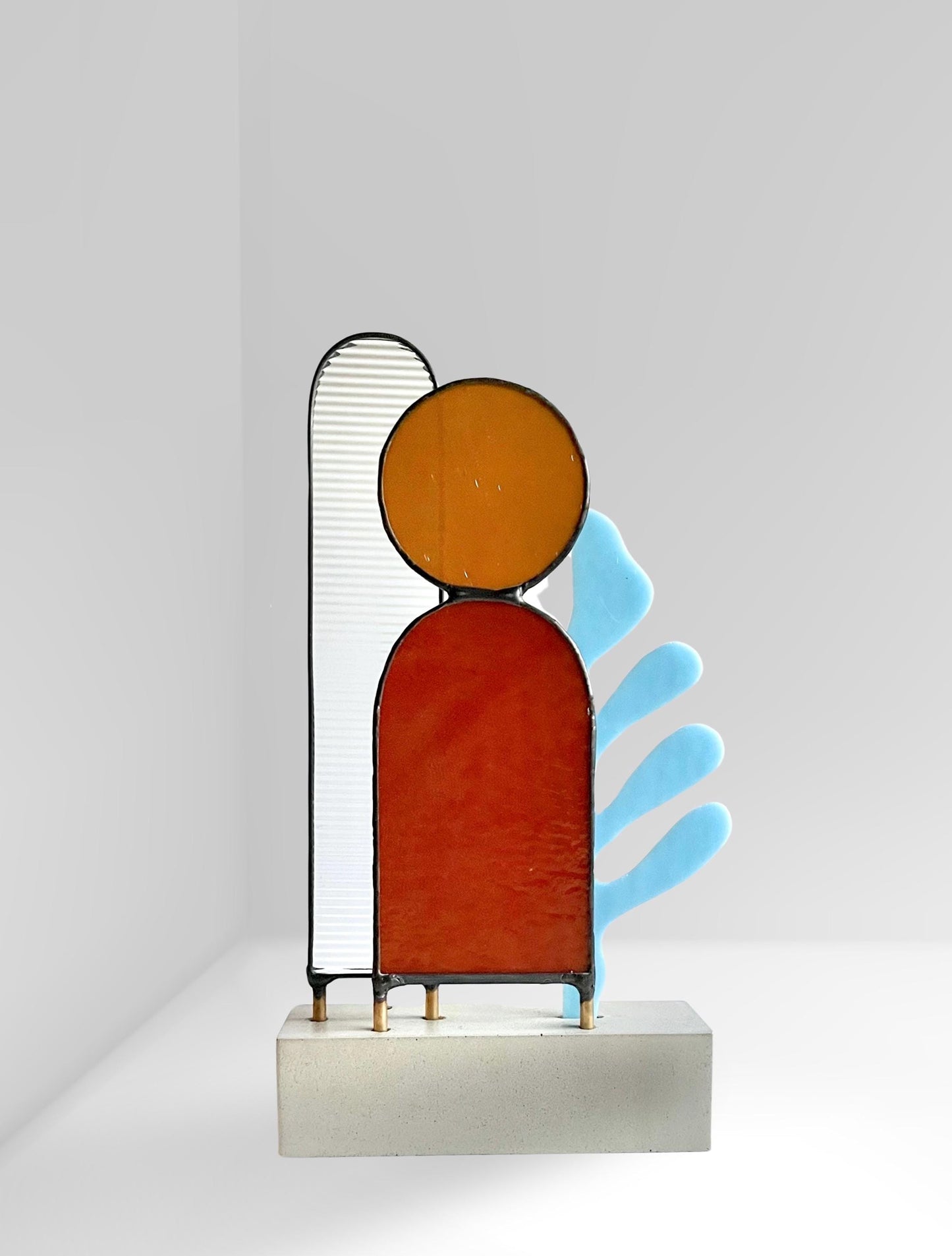 Modern Abstract Stained Glass Sculpture
