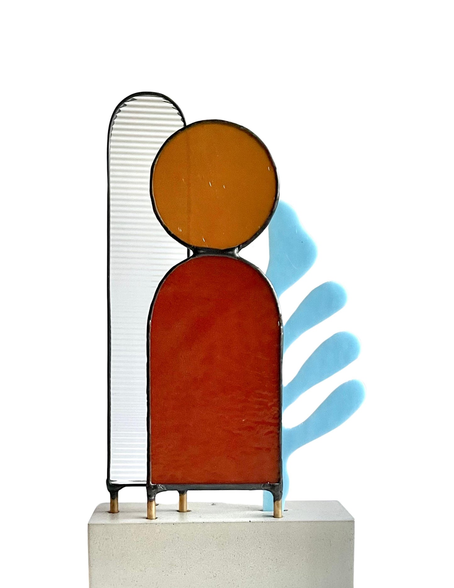 Modern Abstract Stained Glass Sculpture