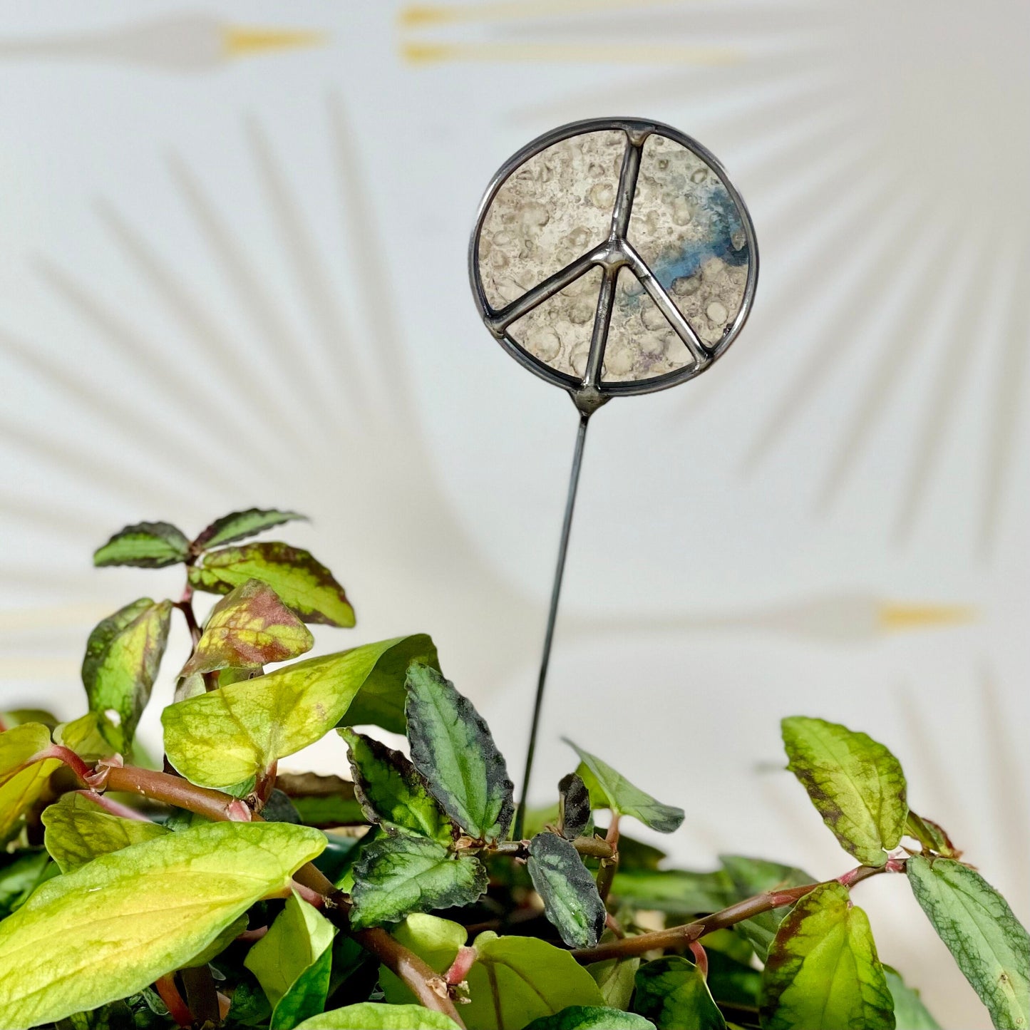 Mirror Peace Sign Plant Stake