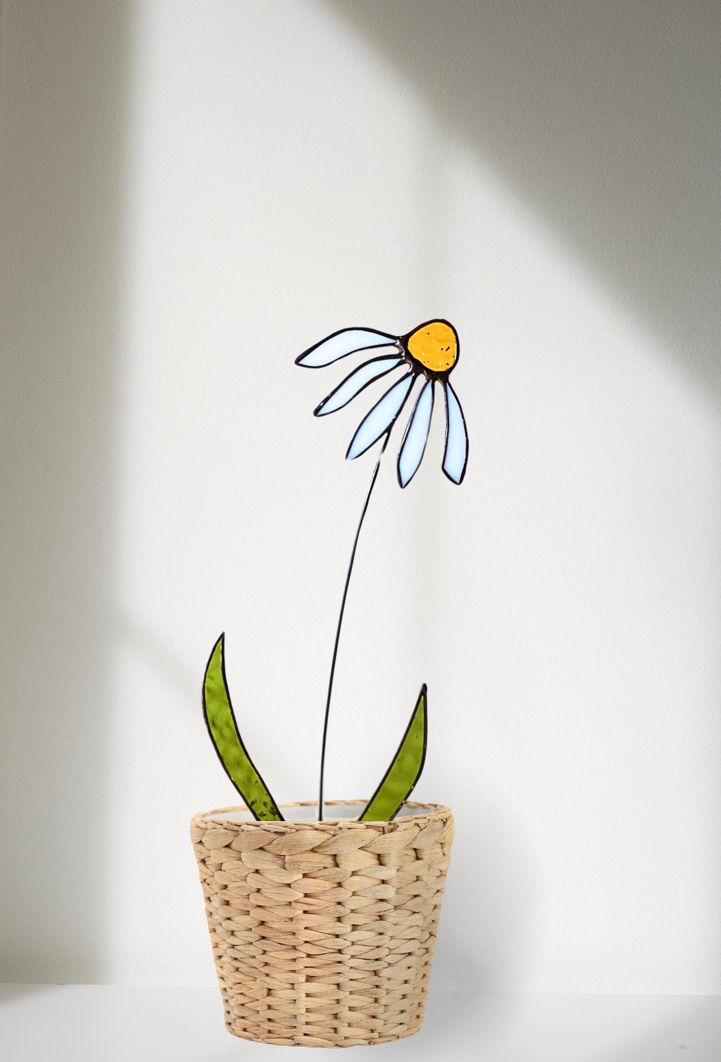 Glass White Daisy Stem