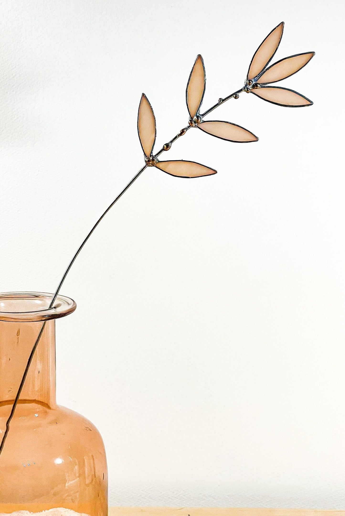 Peachy Pink Glass Wildflower Stem