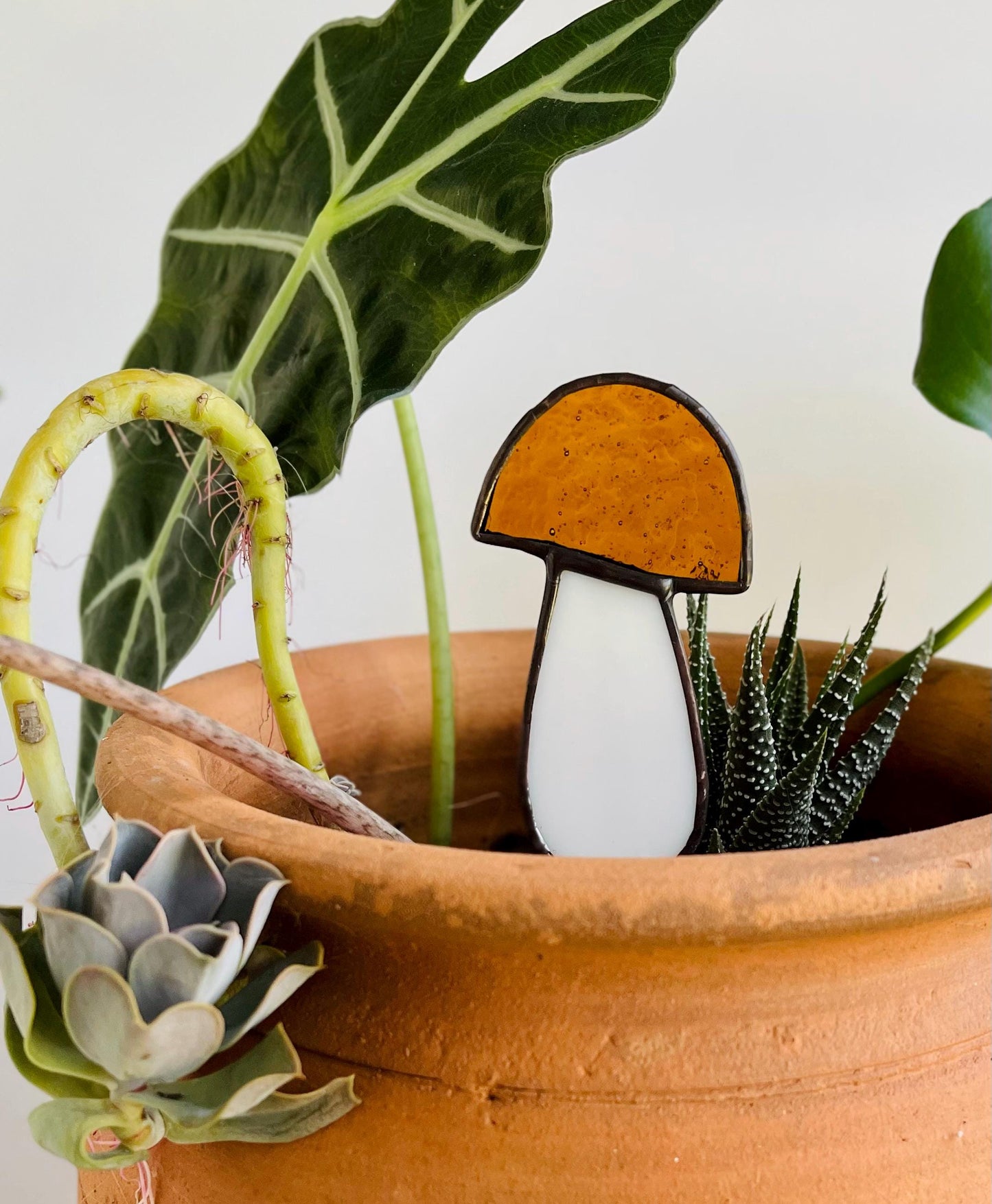 Glass Mushroom Plant Stake