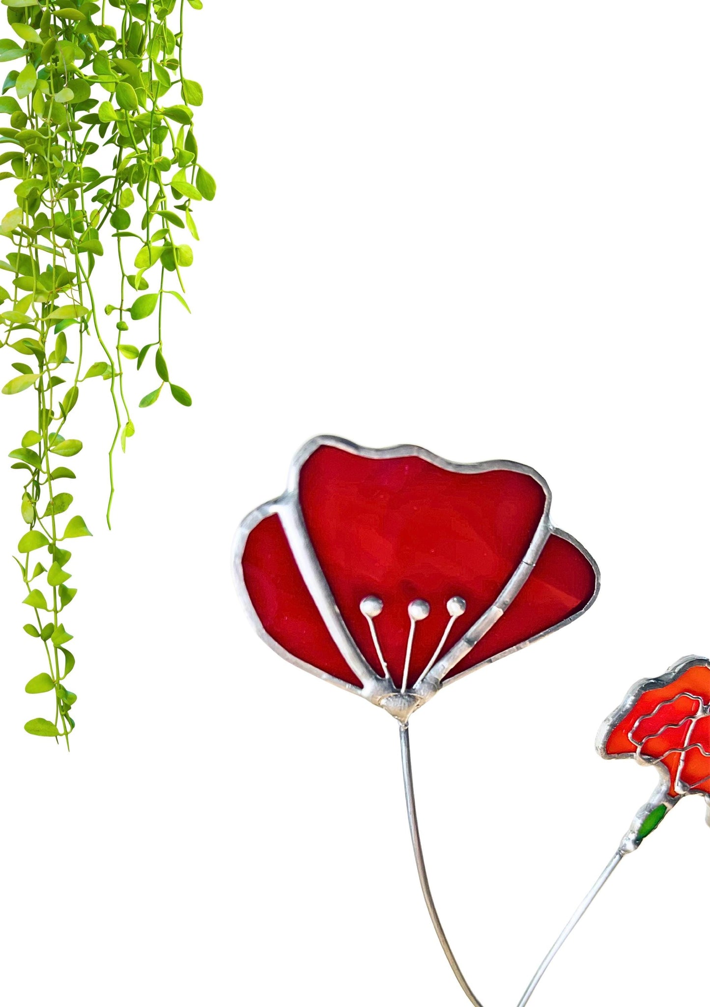 Red Poppy + Marigold Flower Stem