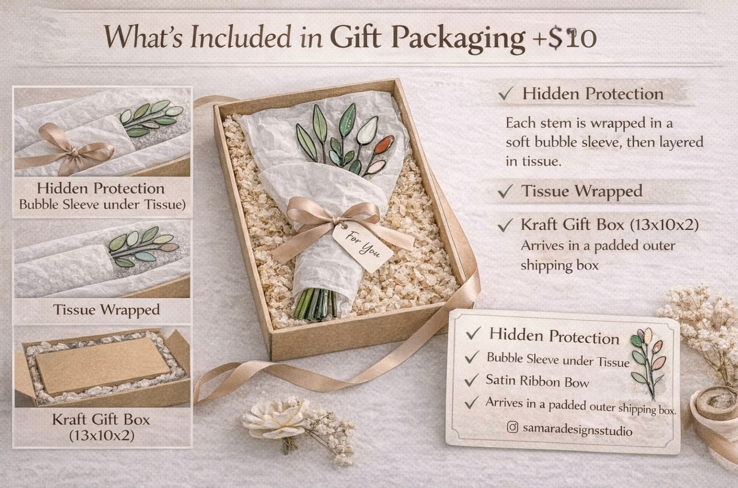 Stained Glass Stem Gift for Bridesmaids, Maid of Honor Proposal, & Wedding Keepsakes - Samara Designs Studio