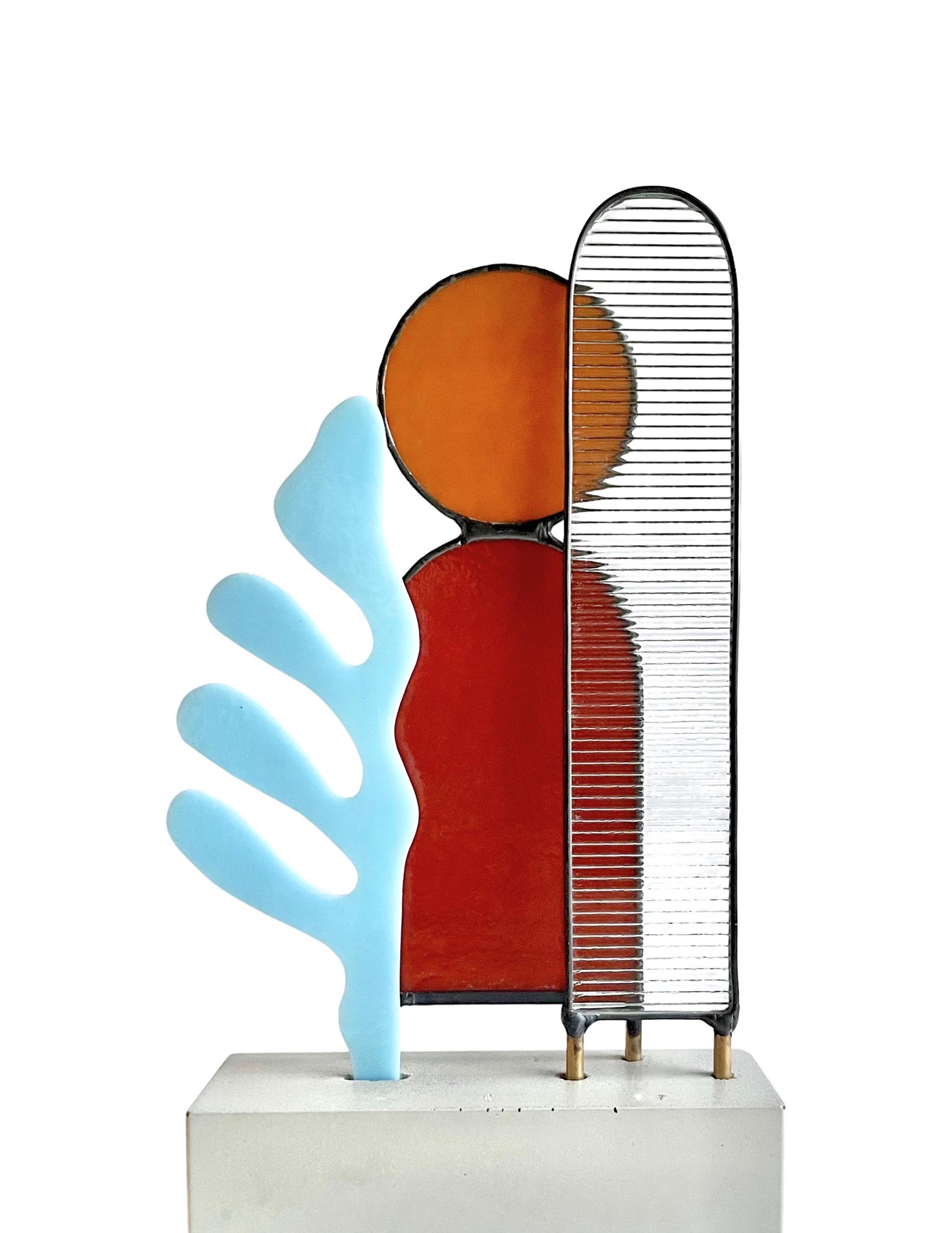 Modern Abstract Stained Glass Sculpture