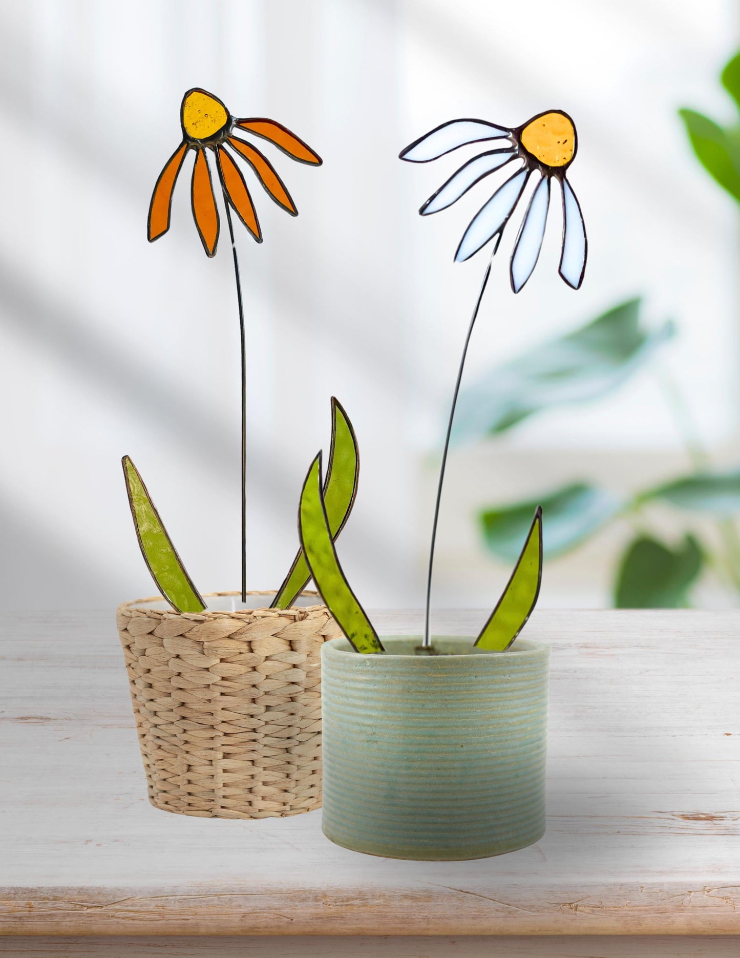 Glass Dark Amber Coneflower Stem