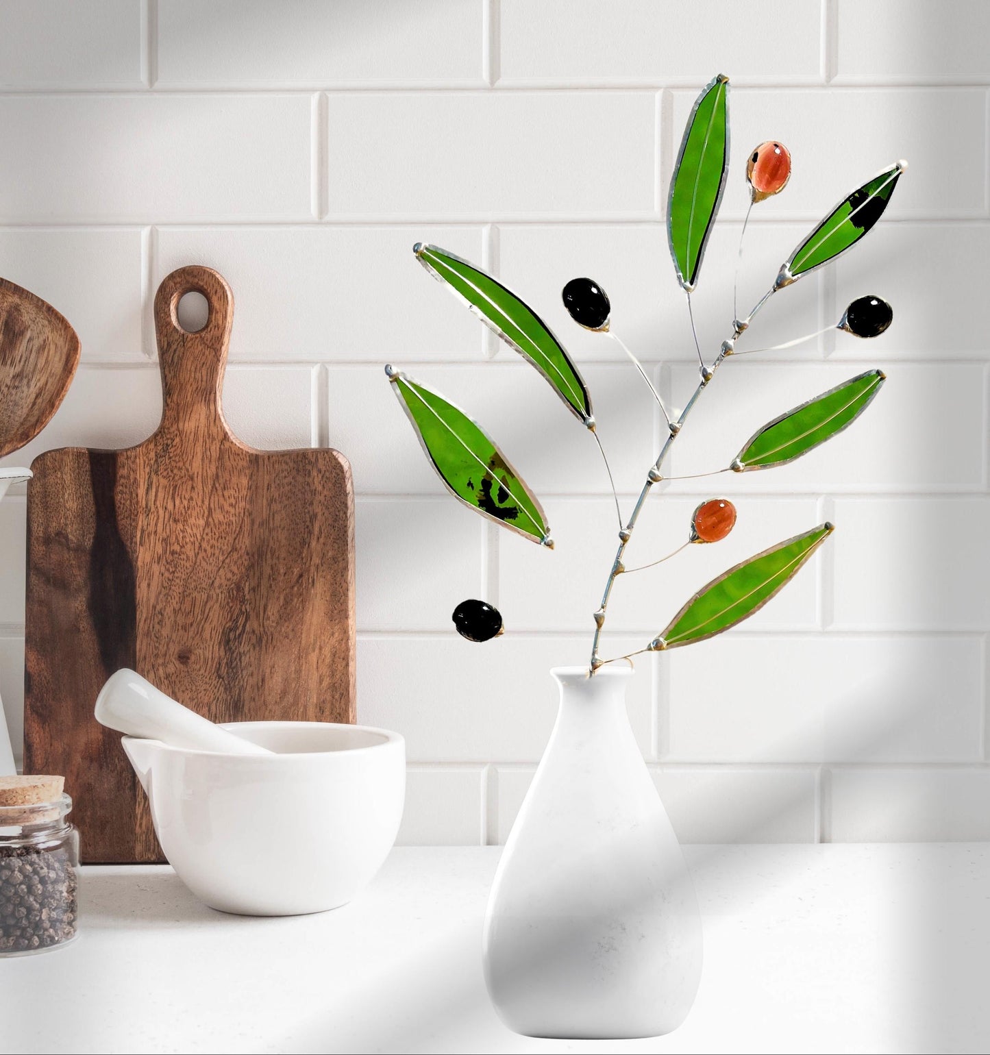 Glass Olive Branch Stem