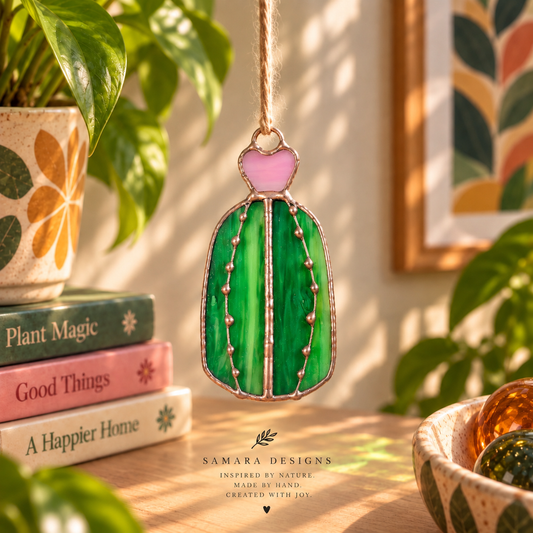 Mini Cactus Stained Glass Ornament Set - Samara Designs Studio