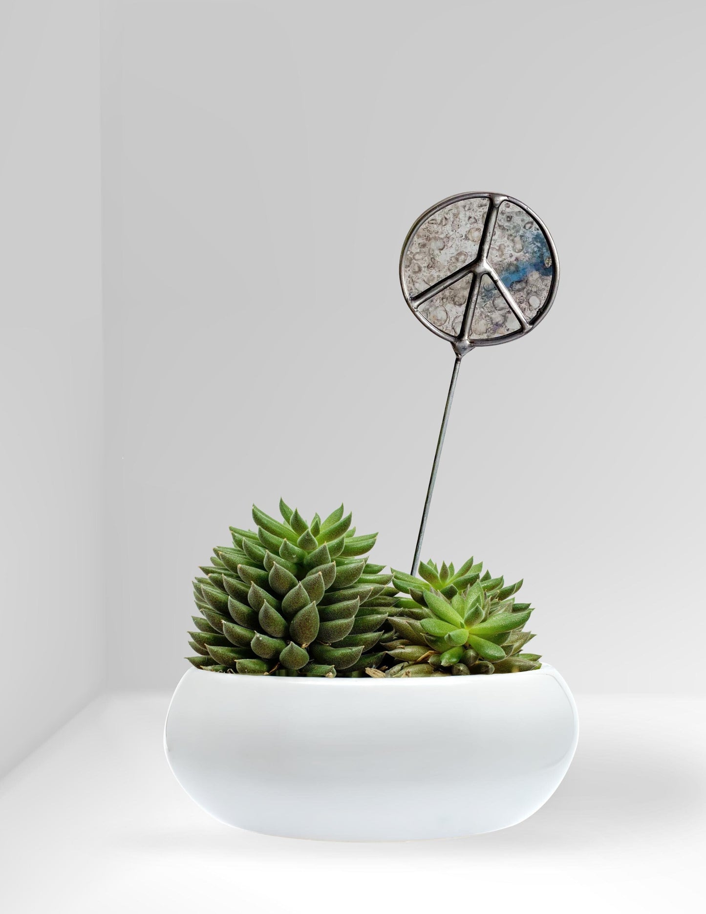 Mirror Peace Sign Plant Stake