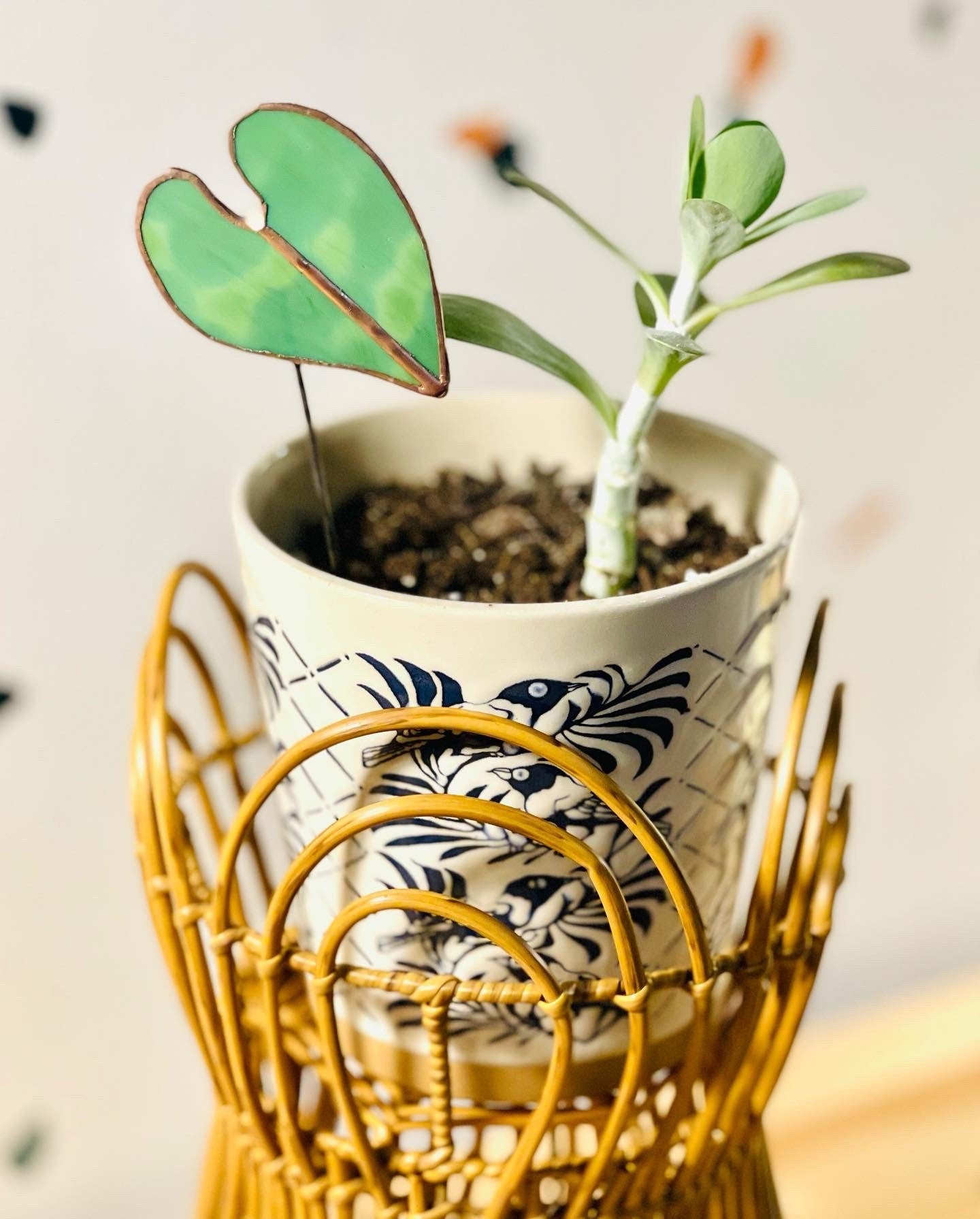 Glass Elephant Ear Plant Stake
