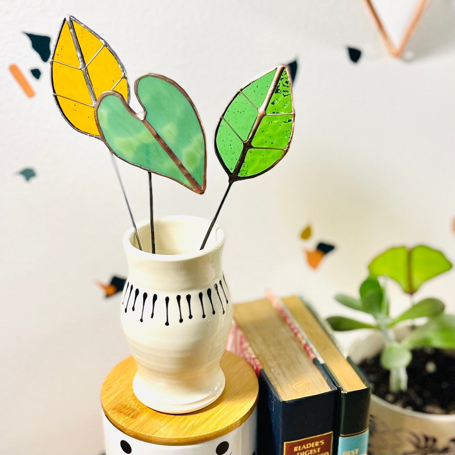 Glass Leaf Plant Stake