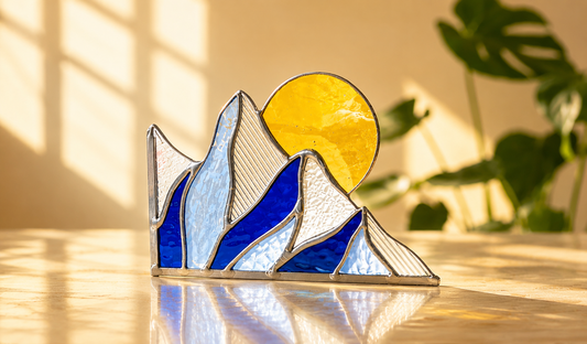 Blue Ridge Mountain Scape Stained Glass Corner - Samara Designs Studio