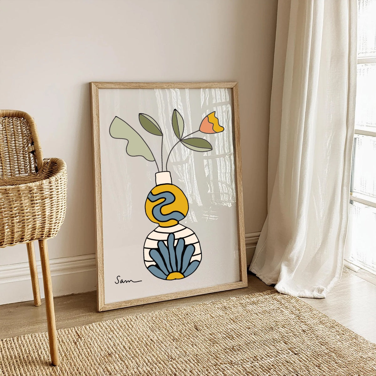 Boho Vase Art Print | Modern Botanical Wall Art | Unique Gift for Home & Art Lovers - Samara Designs Studio