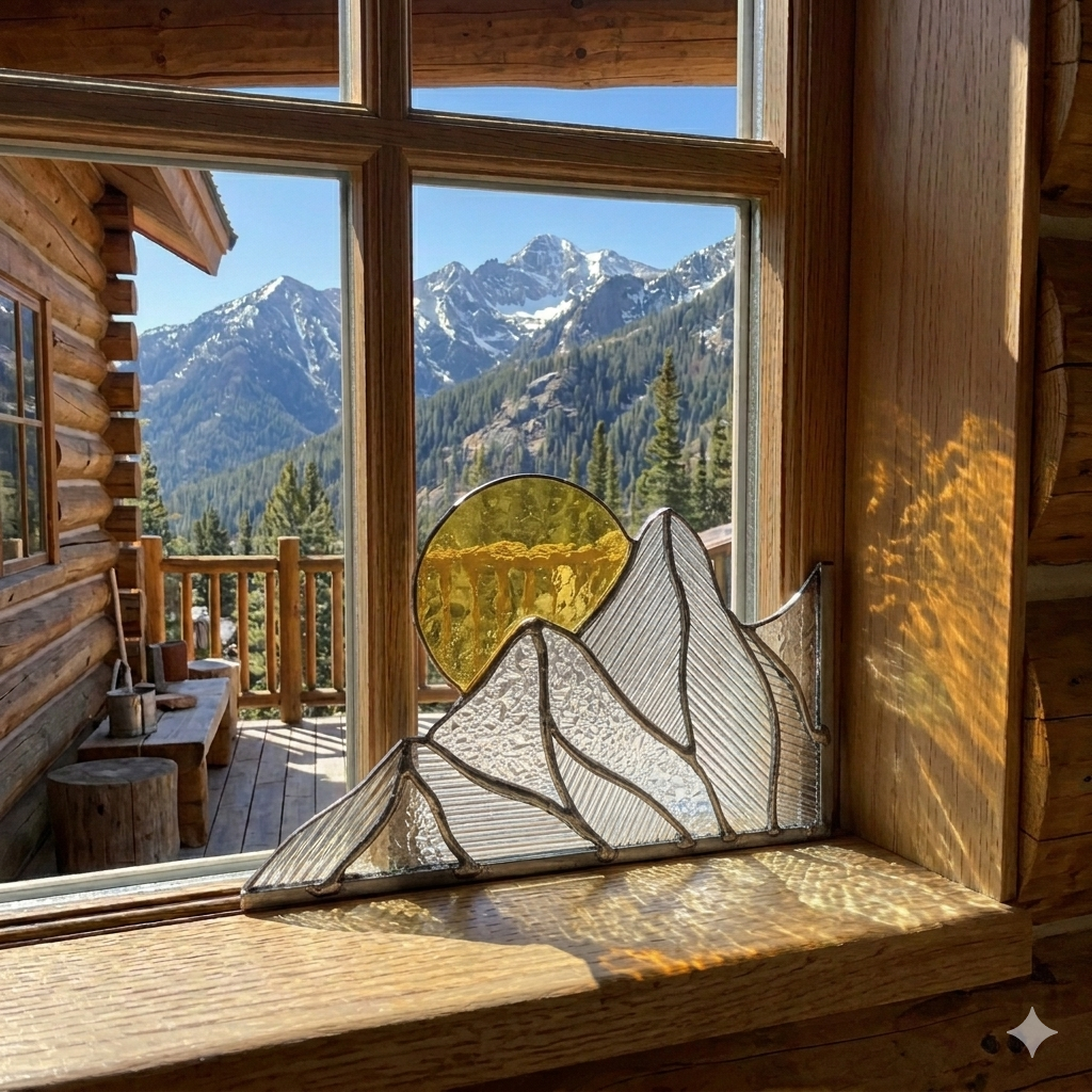 Stained Glass Mountain Scape - Samara Designs Studio