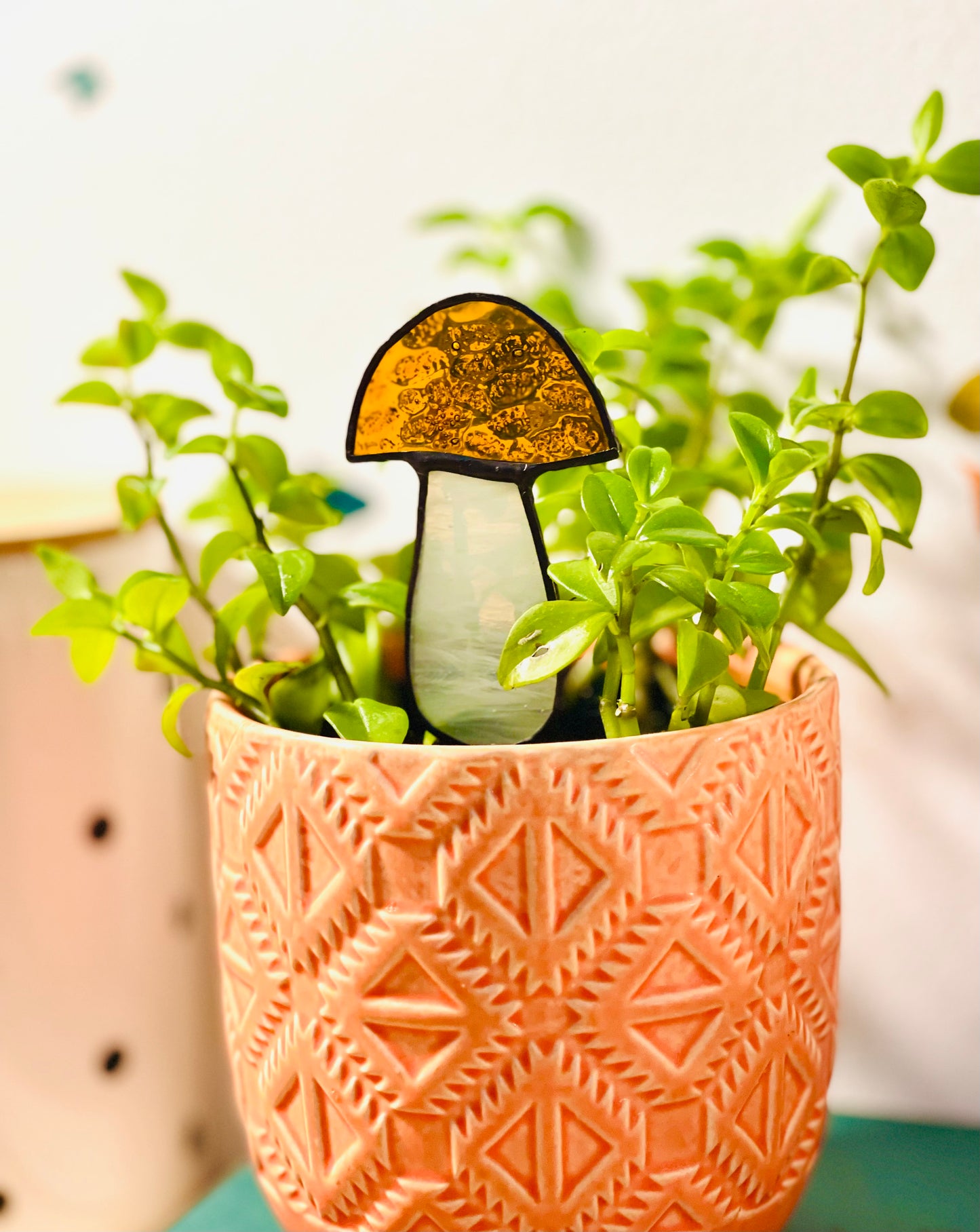 Glass Mushroom Plant Stake