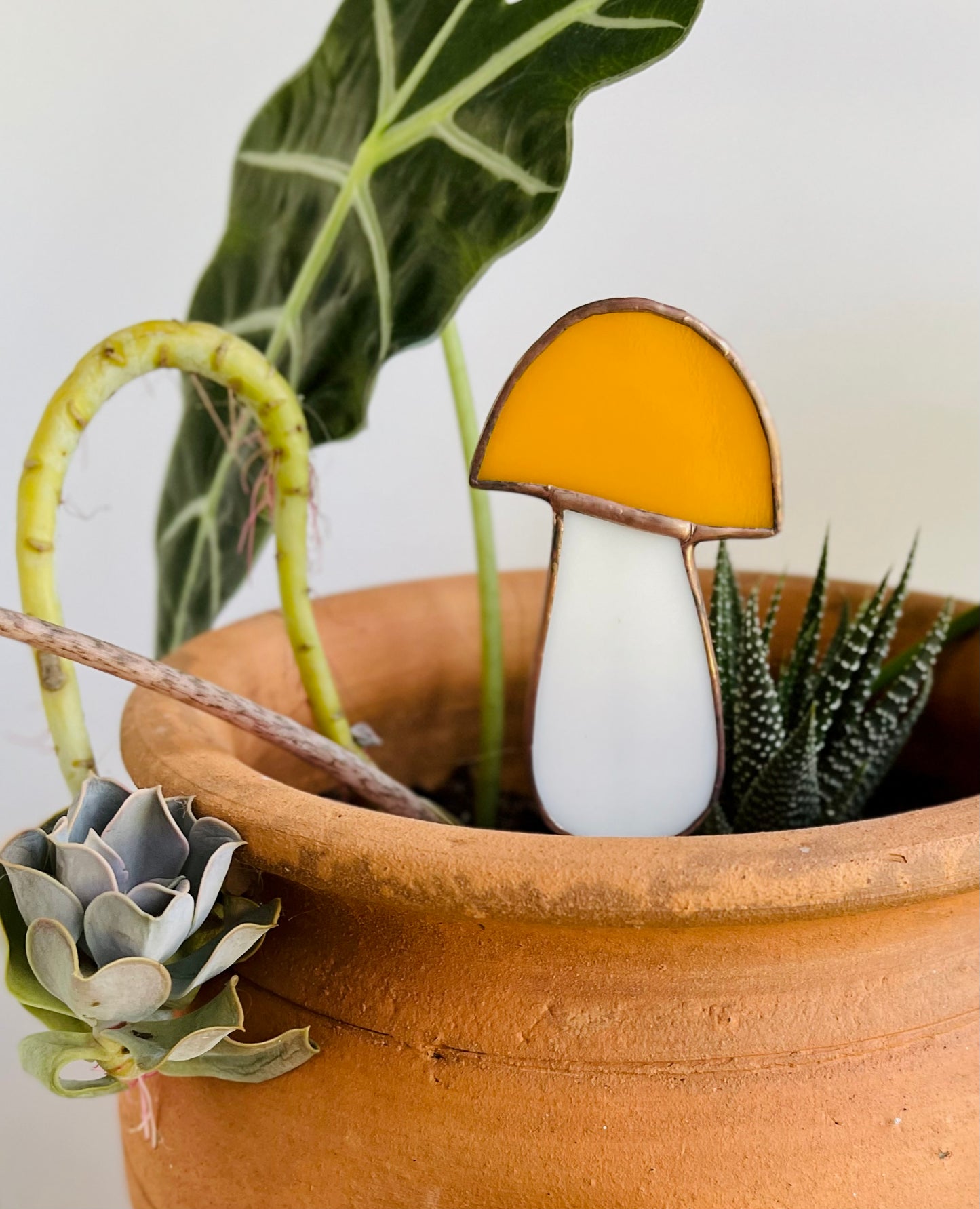 Glass Mushroom Plant Stake