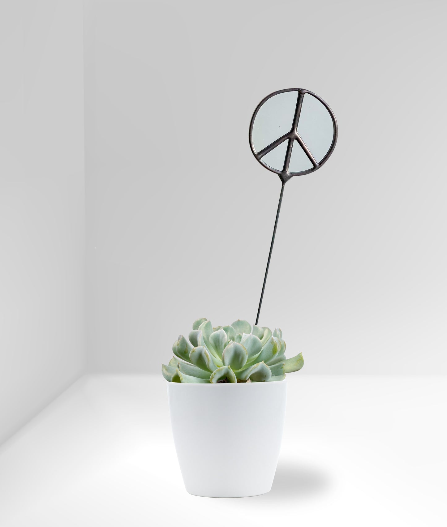 Mirror Peace Sign Plant Stake