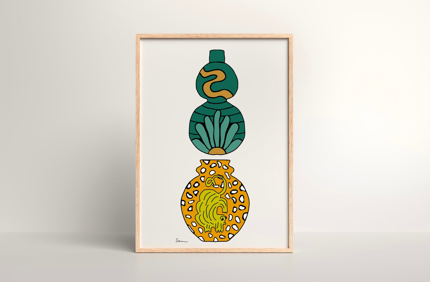 Two Vessels Hand Drawn Art Print