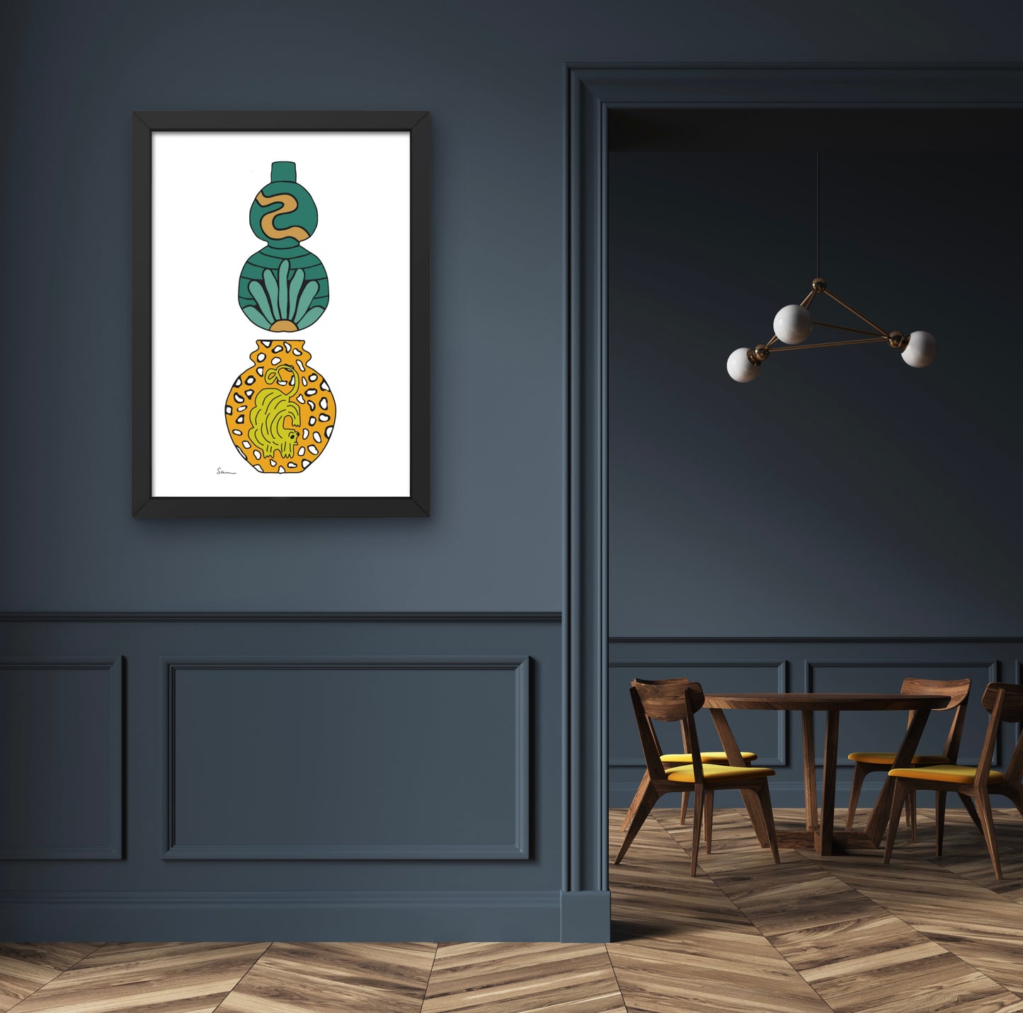 Two Vessels Hand Drawn Art Print