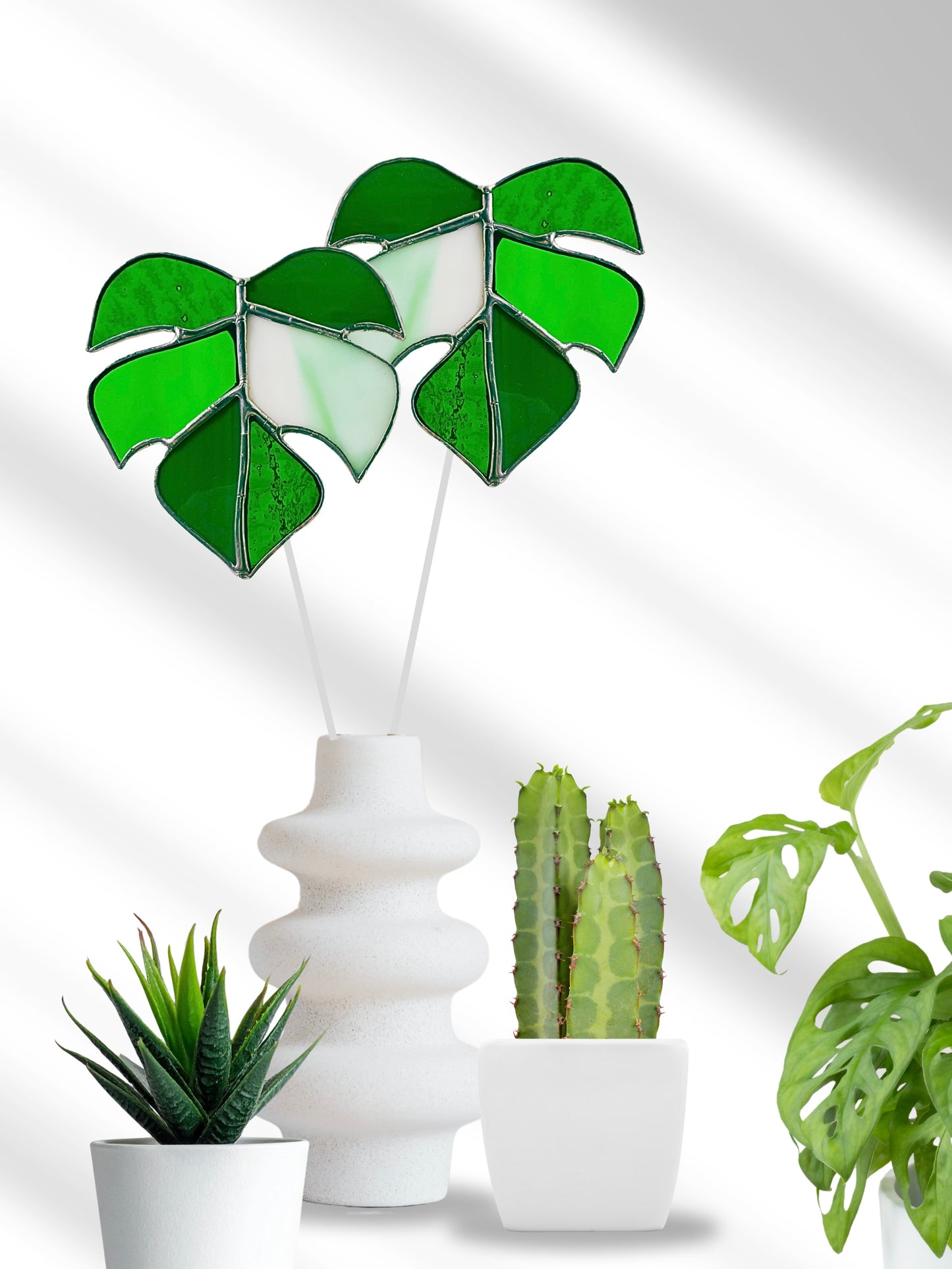 Modern Stained Glass Monstera Leaf