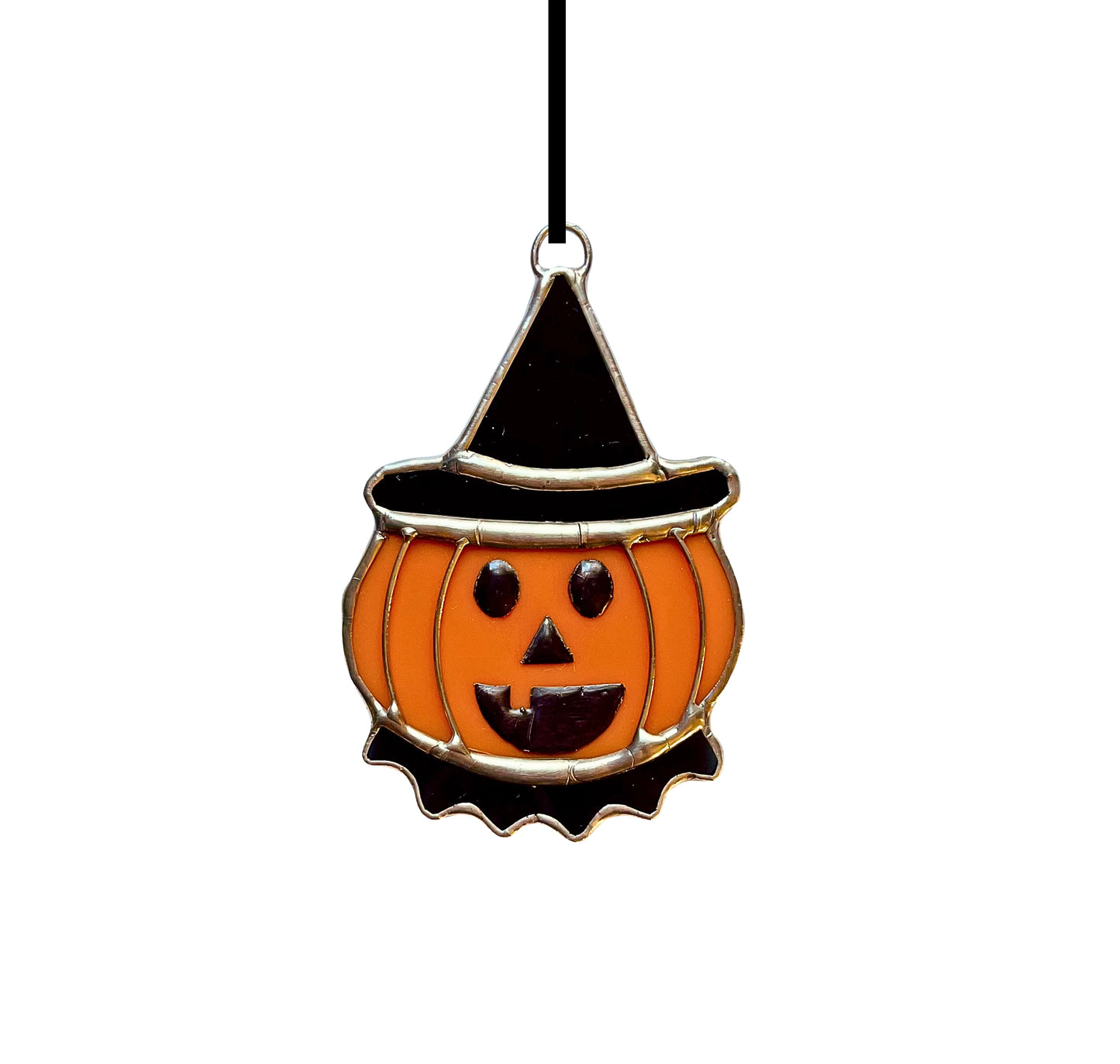 Halloween Stained Glass Vintage Pumpkin Suncatcher