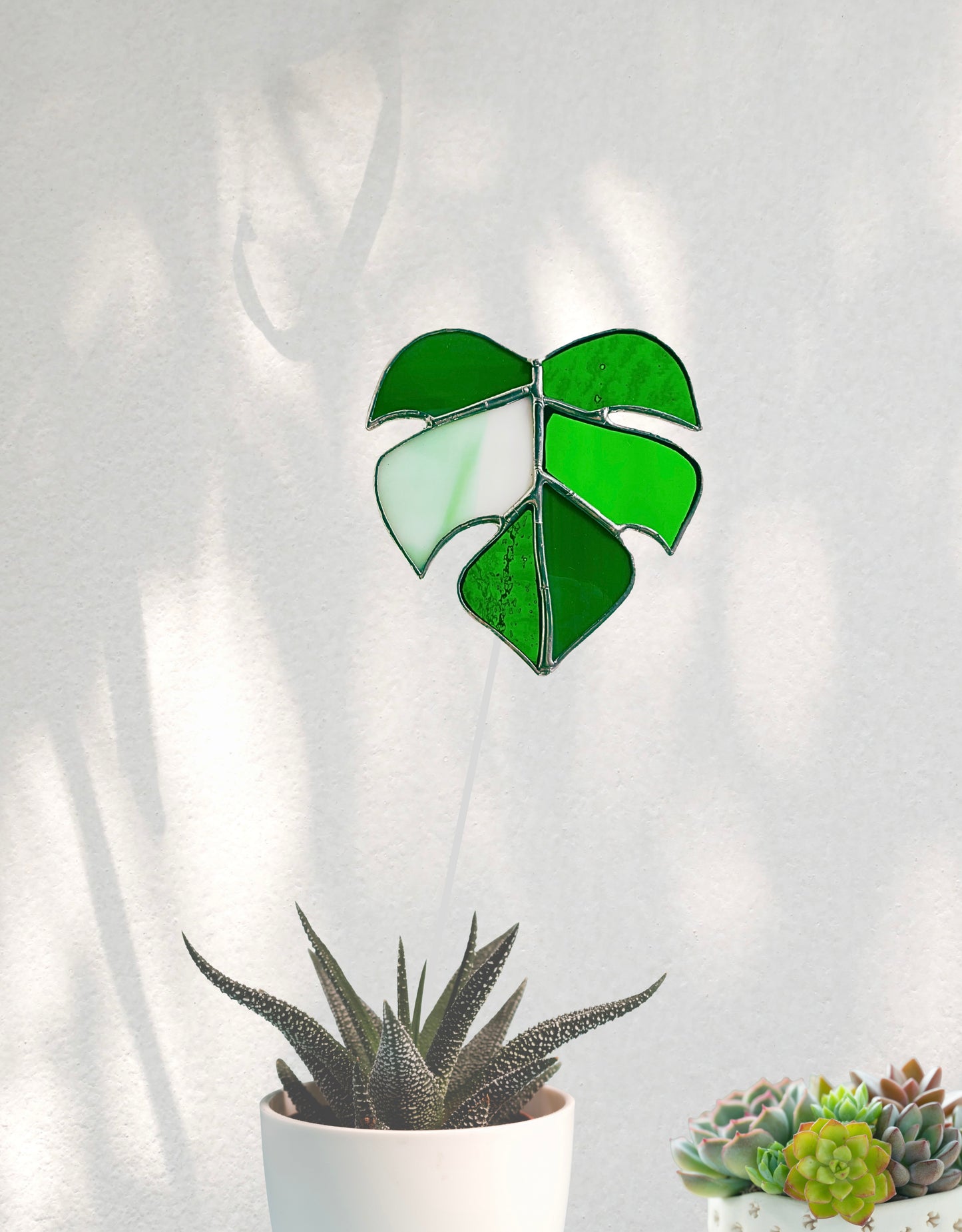 Modern Stained Glass Monstera Leaf