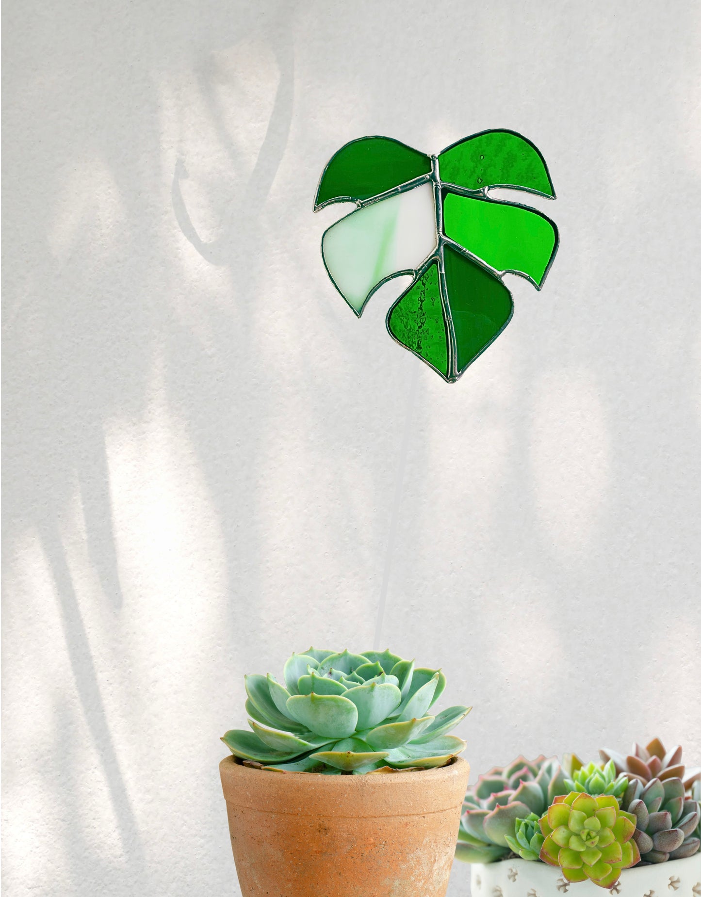Modern Stained Glass Monstera Leaf