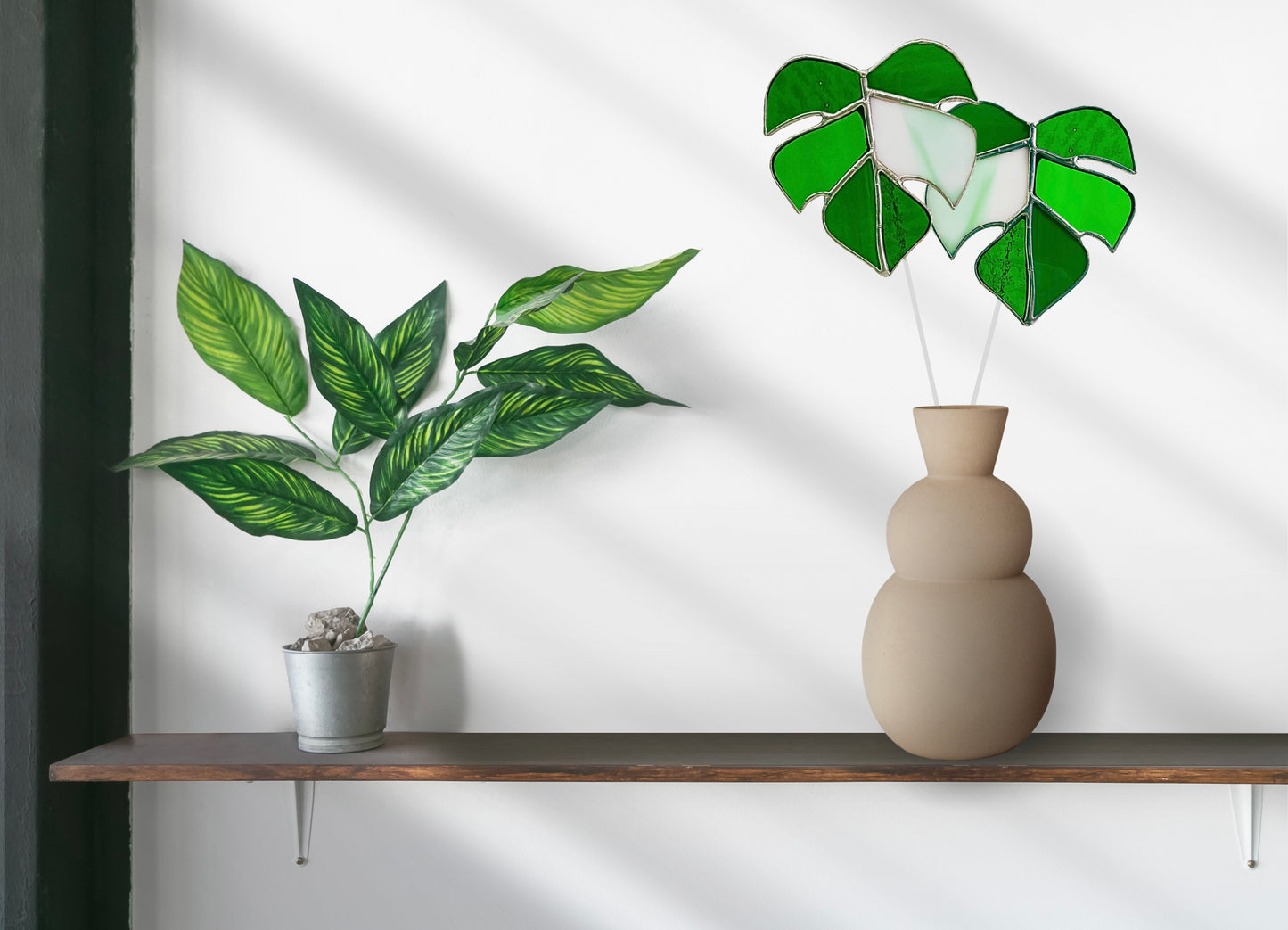 Modern Stained Glass Monstera Leaf