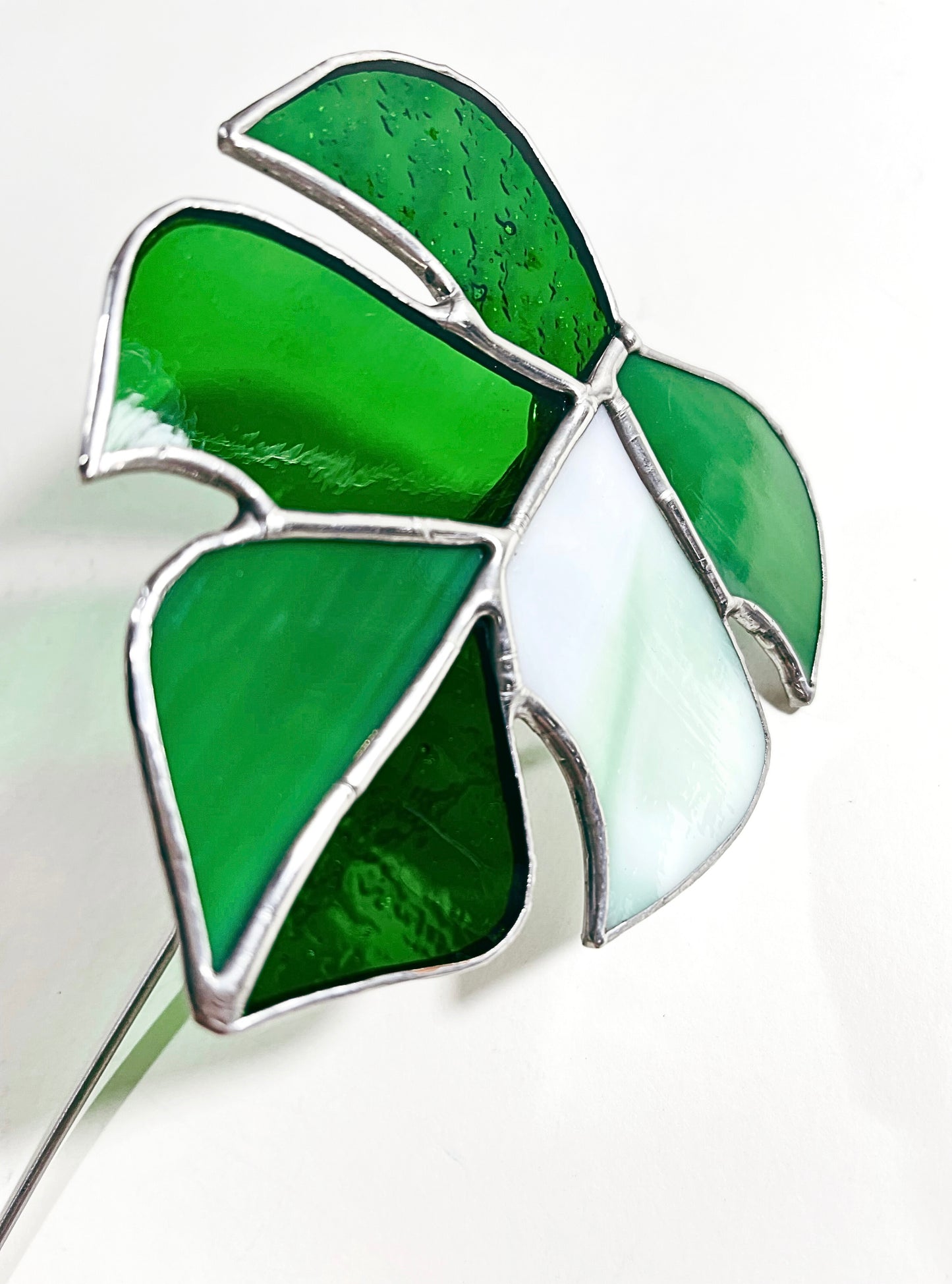 Modern Stained Glass Monstera Leaf