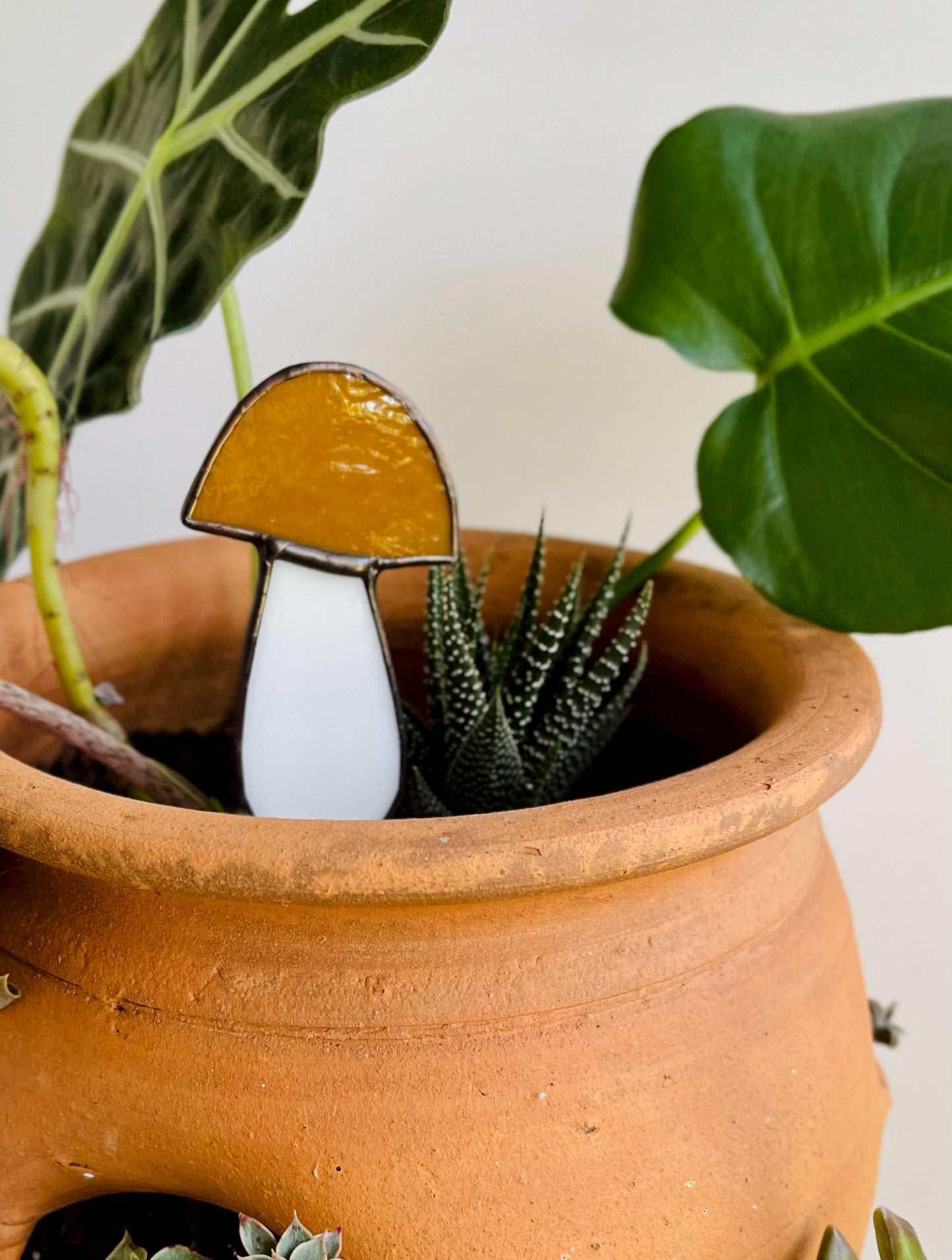 Glass Mushroom Plant Stake