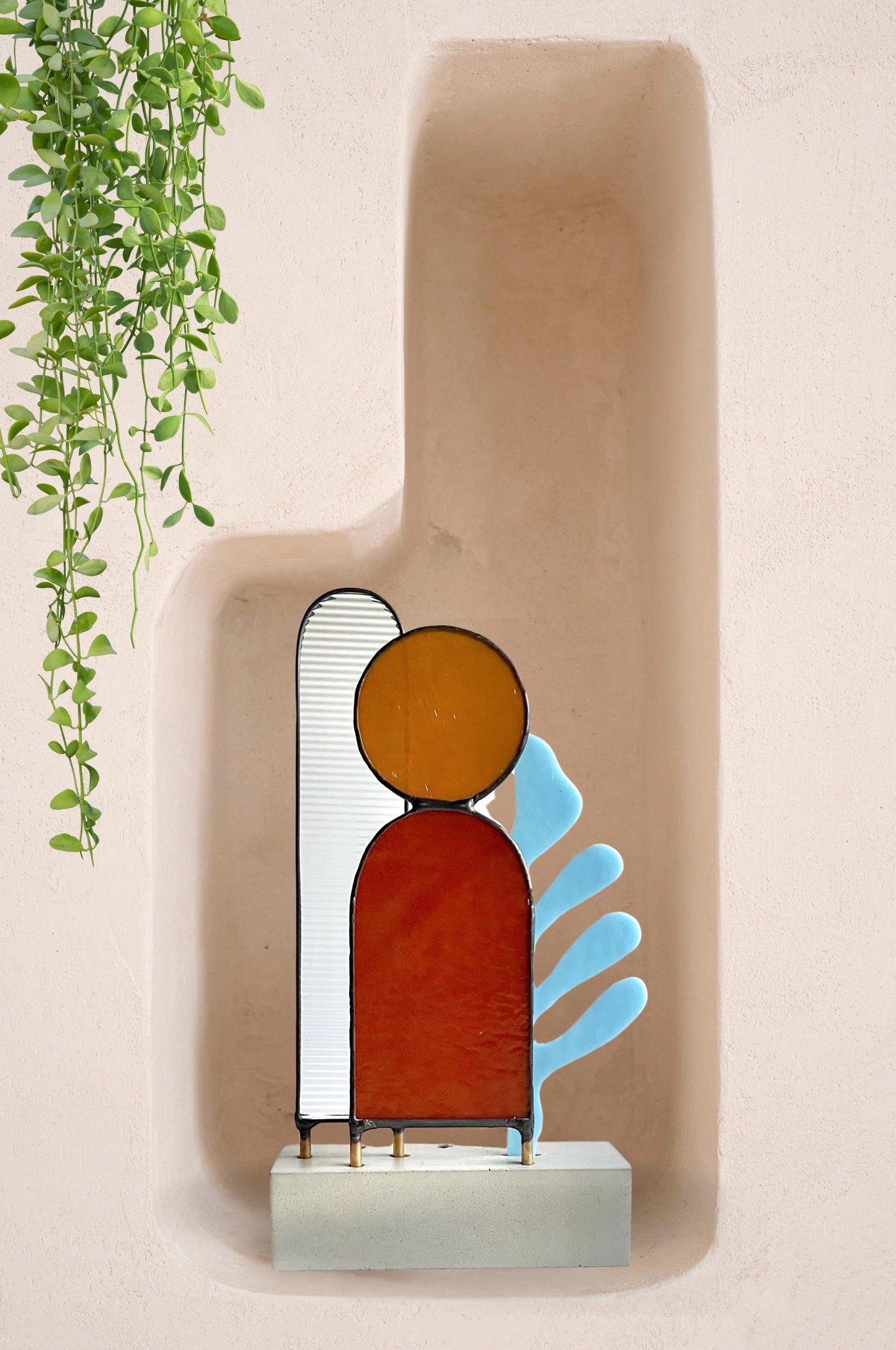 Modern Abstract Stained Glass Sculpture