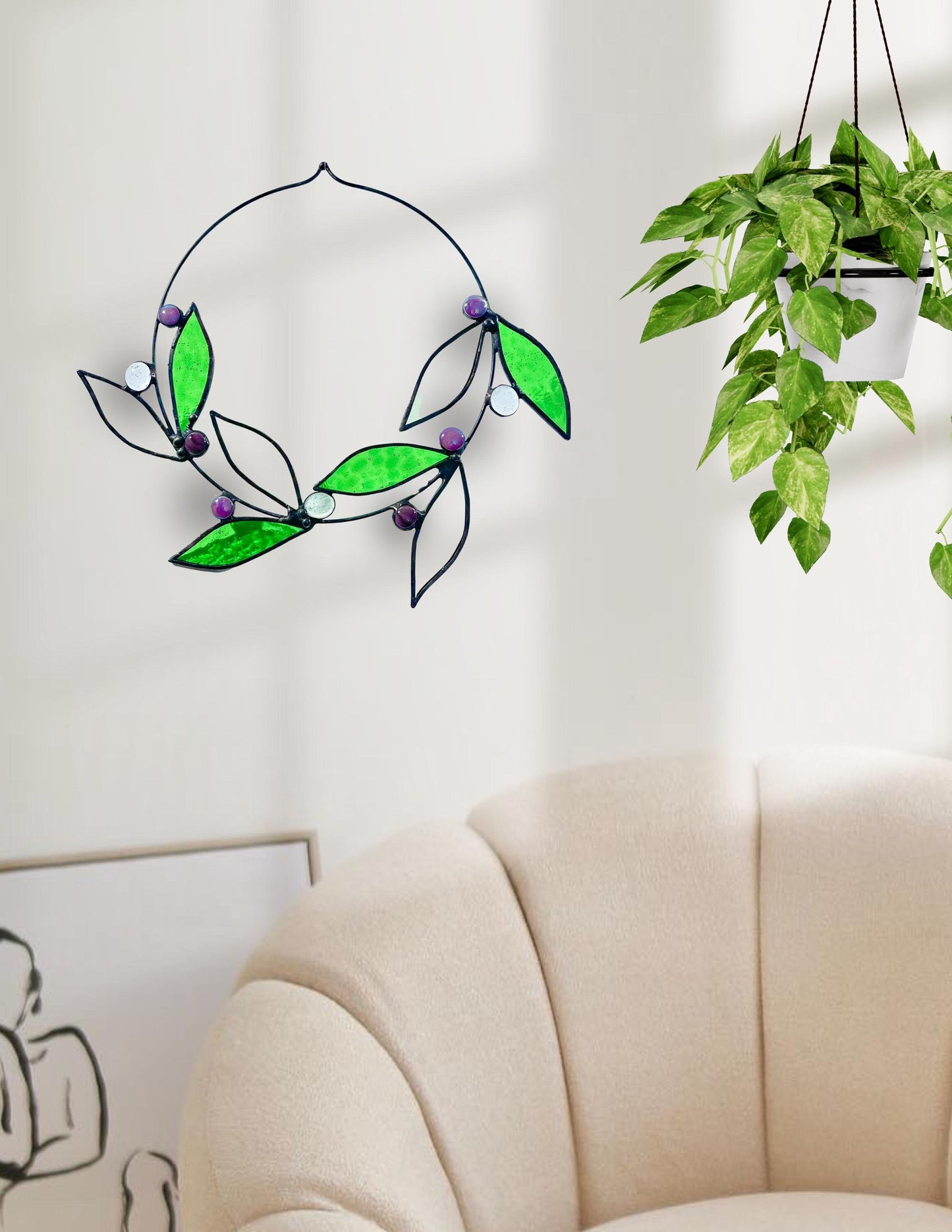 Stained Glass Floral Wreath