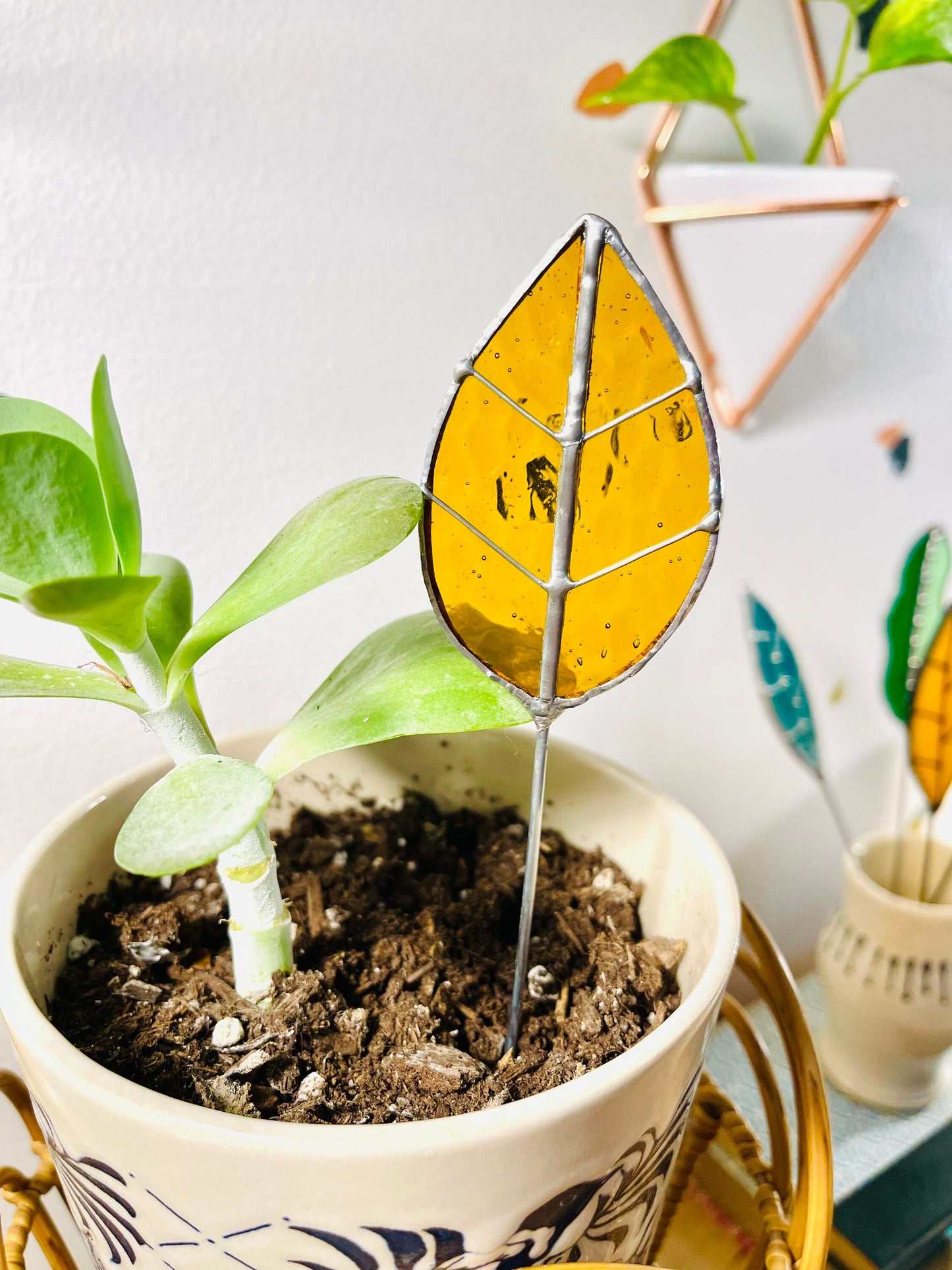 Glass Leaf Plant Stake