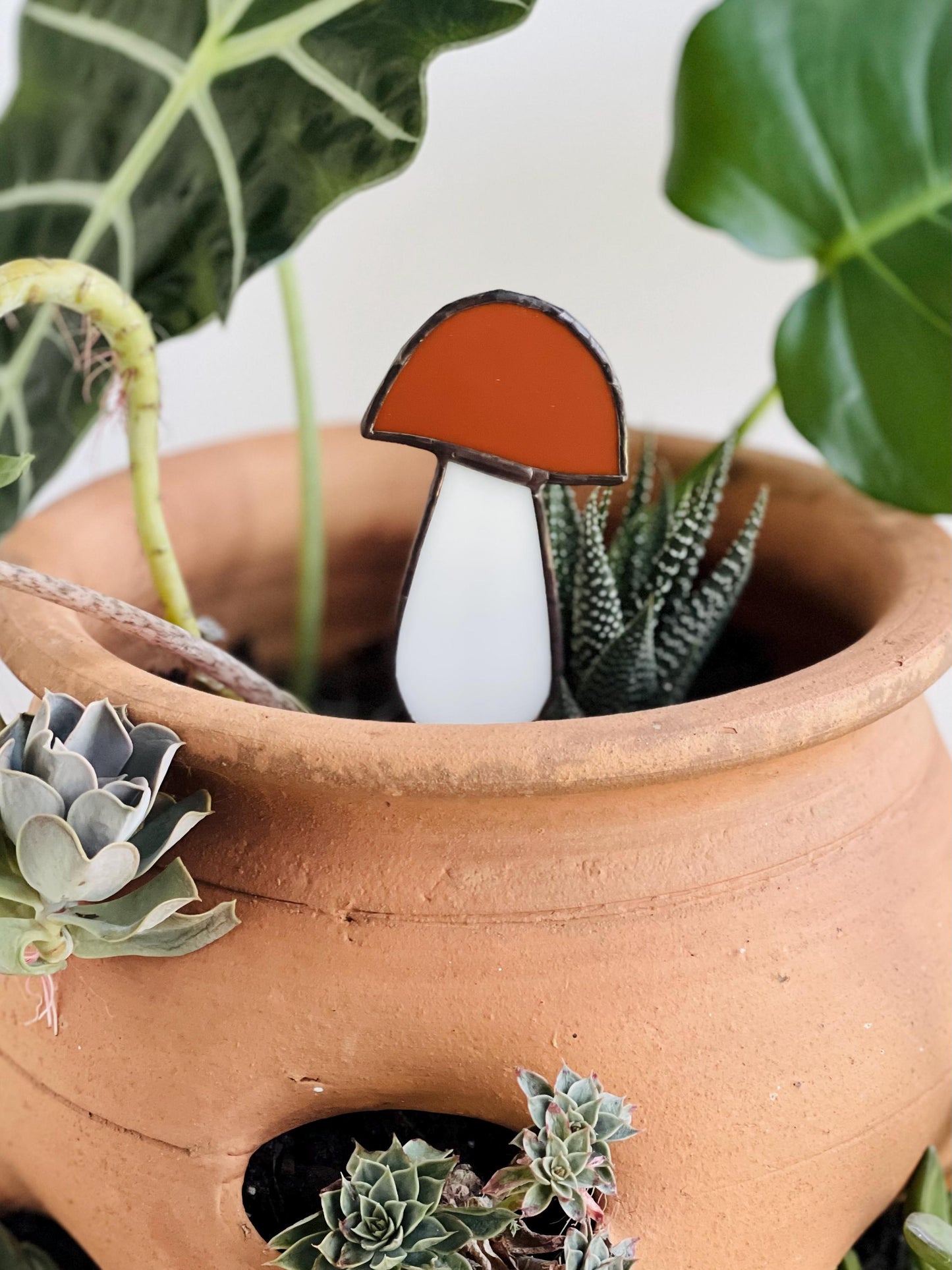 Glass Mushroom Plant Stake