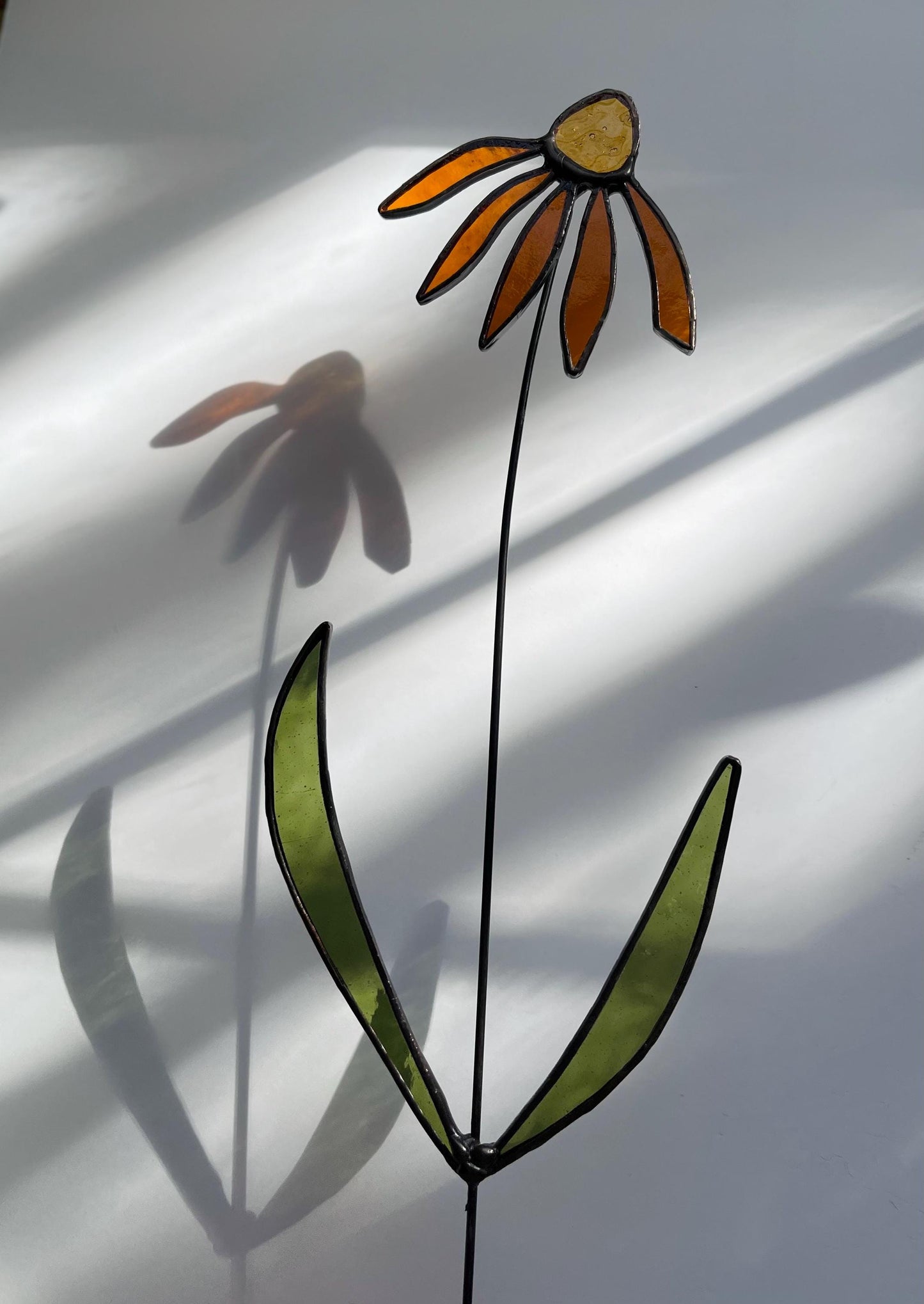 Glass Dark Amber Coneflower Stem