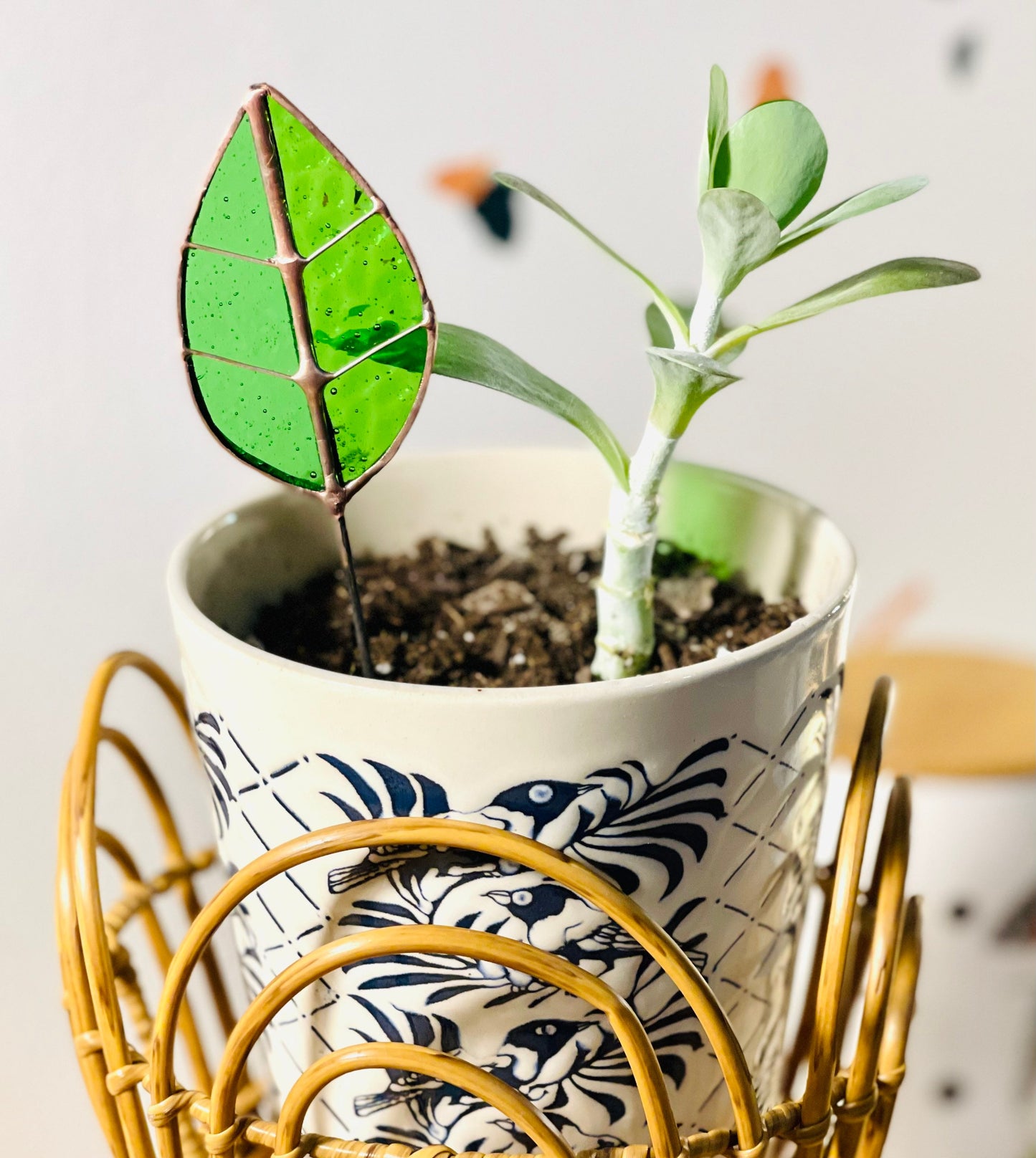 Glass Leaf Plant Stake