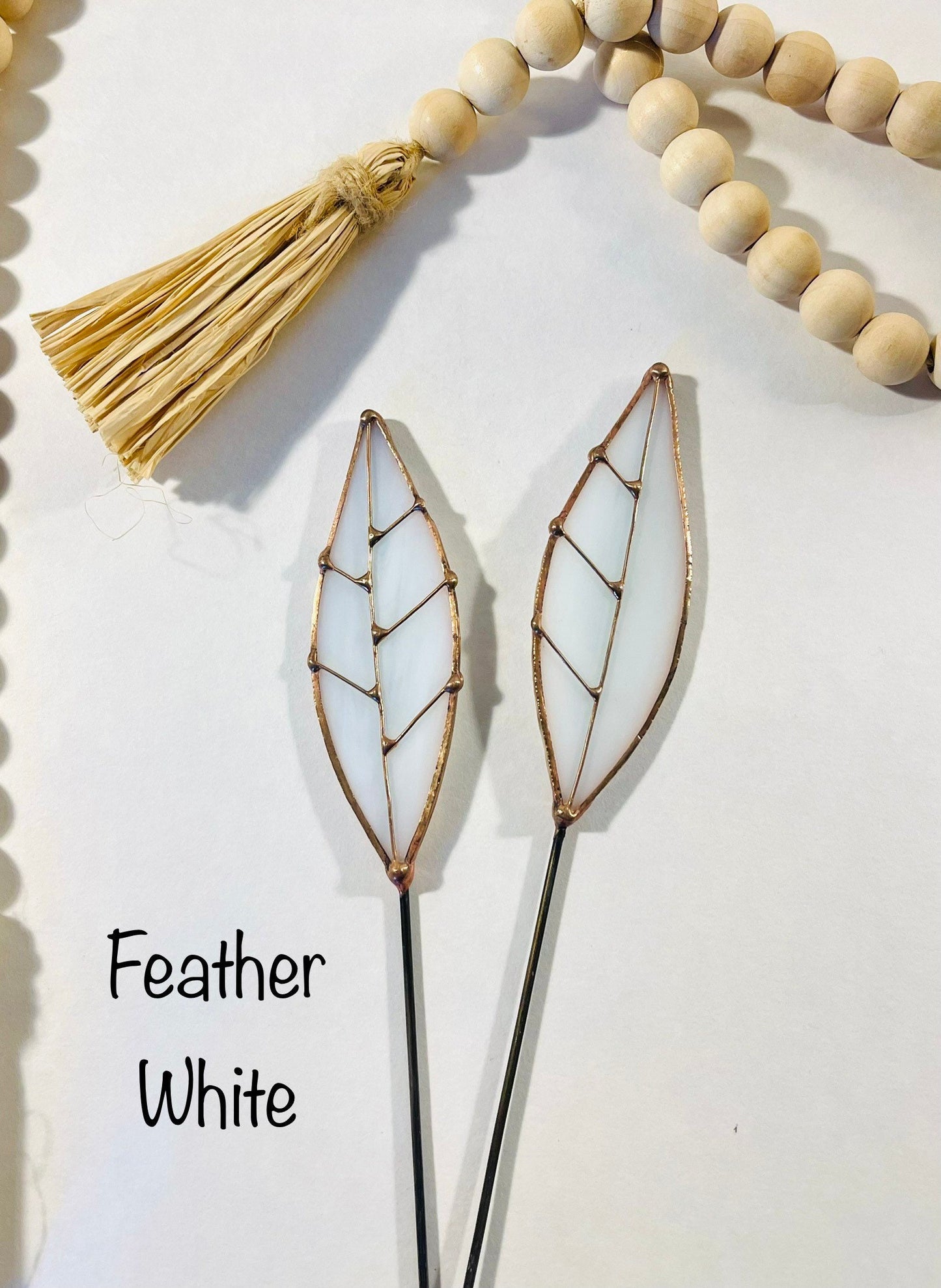 Mauve Earth Tone Glass Leaf Plant Stake Collection