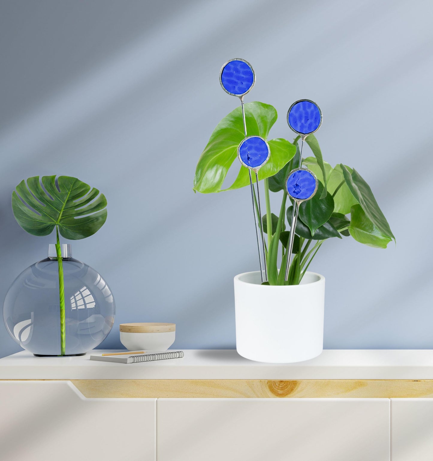 Blue Glass Globe Thistle Set