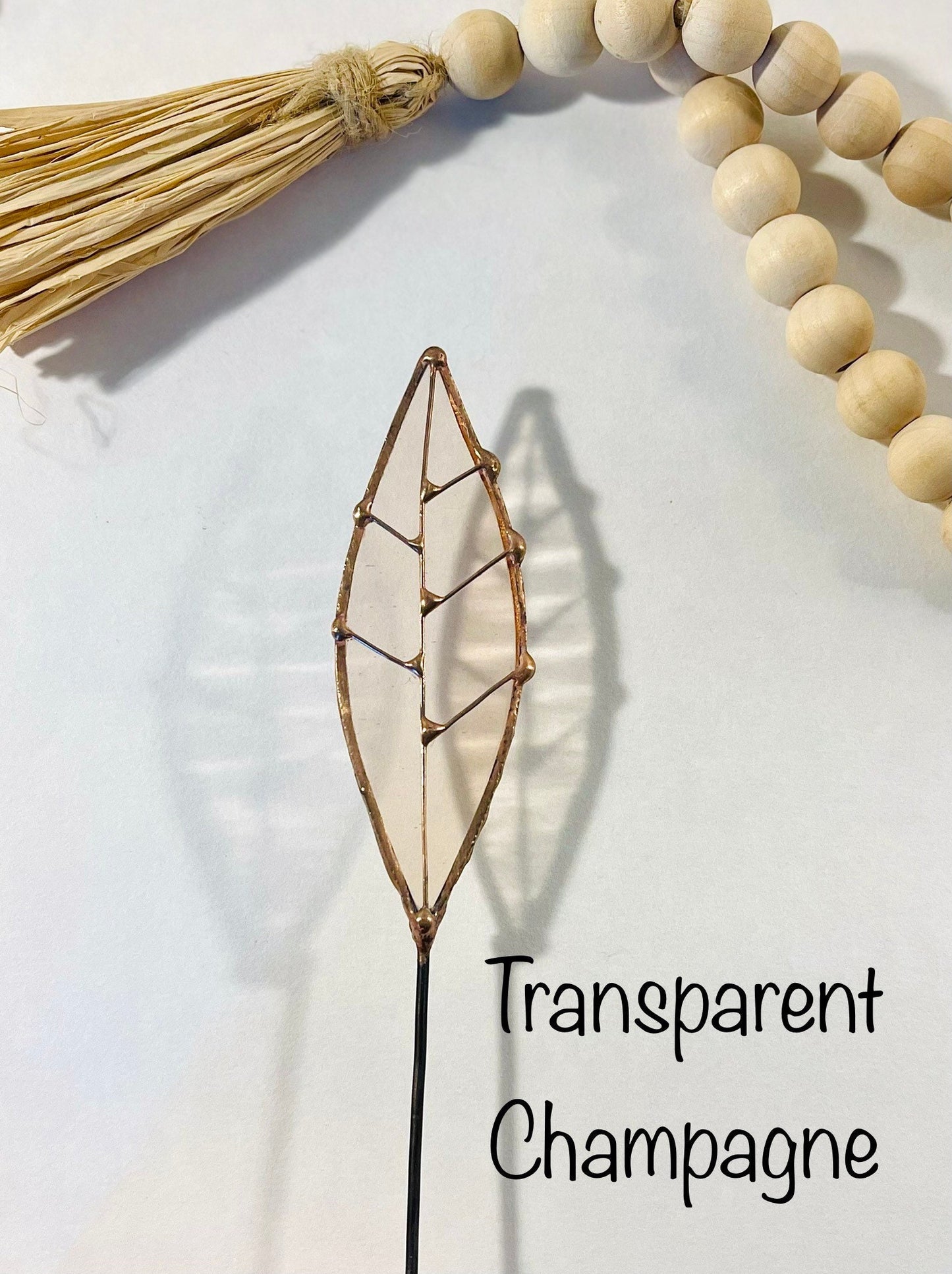 Mauve Earth Tone Glass Leaf Plant Stake Collection