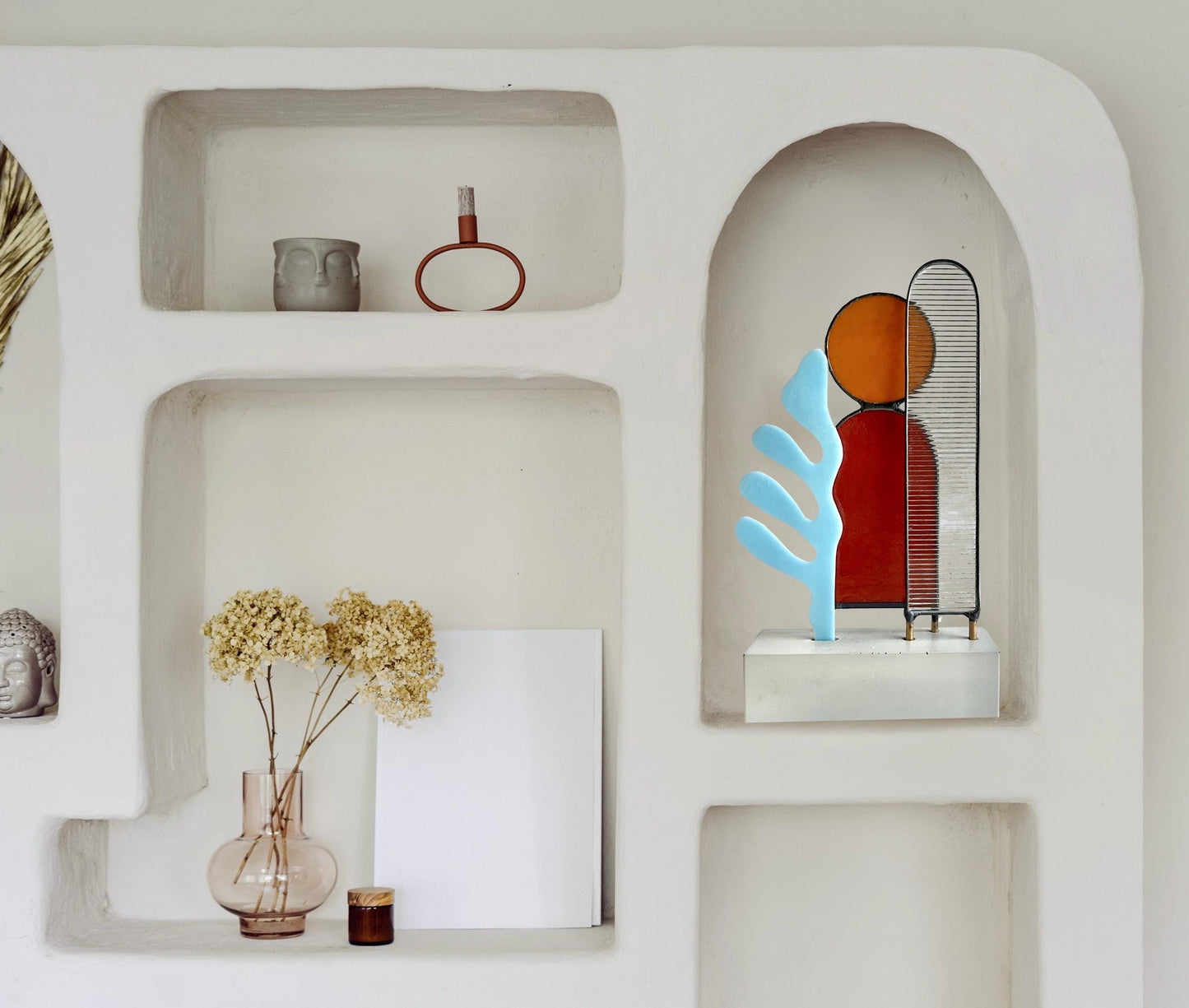 Modern Abstract Stained Glass Sculpture