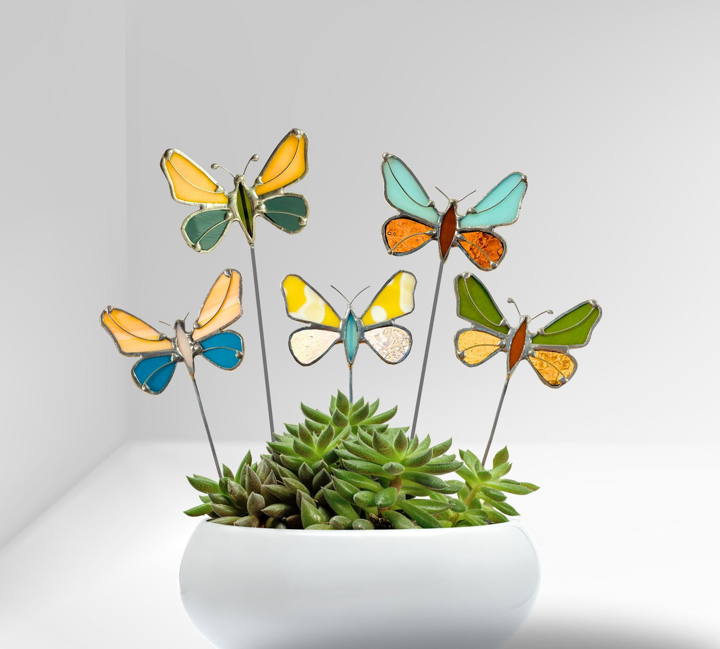 Glass Butterfly Plant Stake